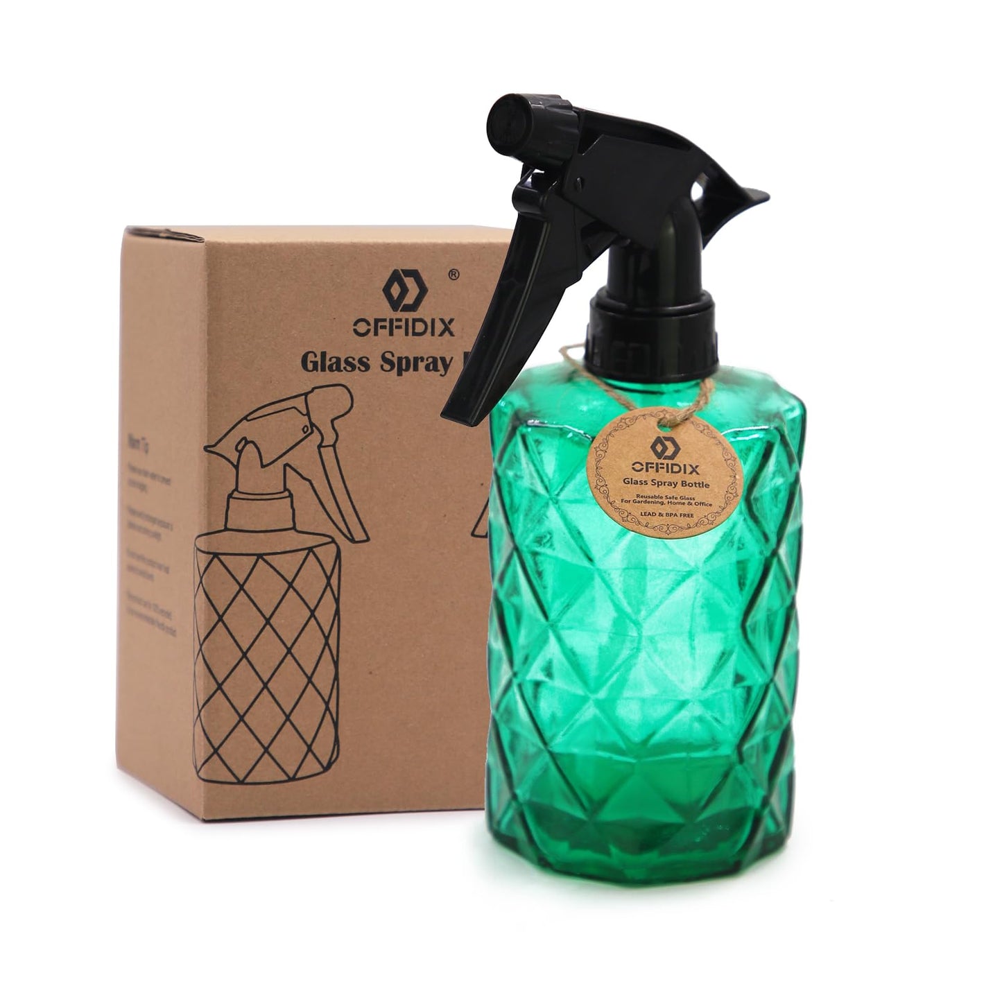 OFFIDIX Glass Spray Bottle, Pressure Watering Can, Indoor Plant Mister, Adjustable Nozzle, 0.4L/13.5oz Handheld Spray Bottle for Garden Plants Cleaning Solutions (Amaranth)