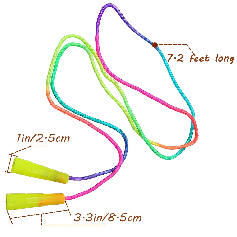10 pcs Rainbow Jump Rope Set Durable Nylon Skipping Ropes,Safty Vibrant Jumping Ropes for Girls or Boys Physical Education Skipping Rope(7.2 Feet)