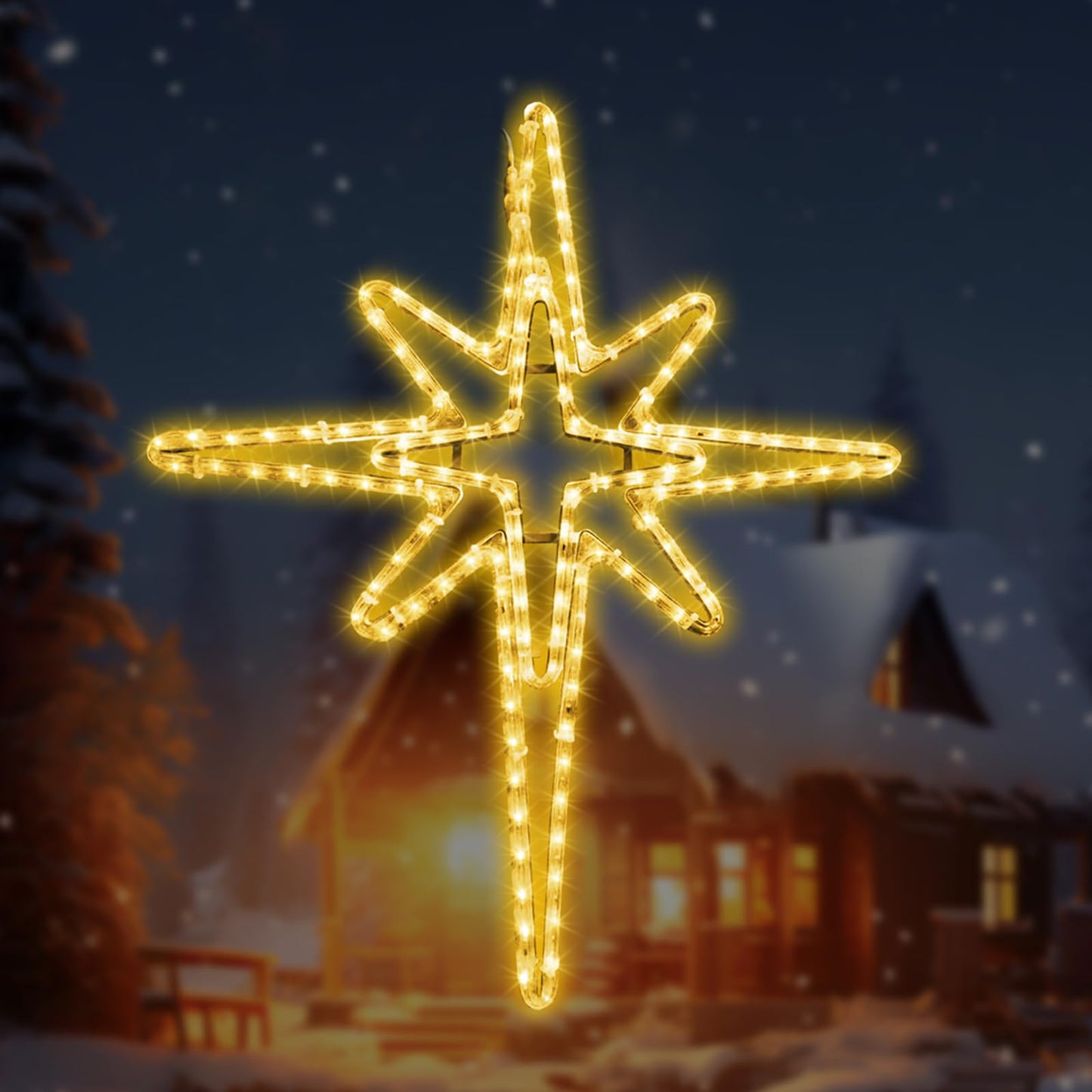 YGLOWORM Christmas Lights Bethlehem LED Star Door Window Porch Wall Decoration Party Light Hanging Lights(28" Warm White Light)