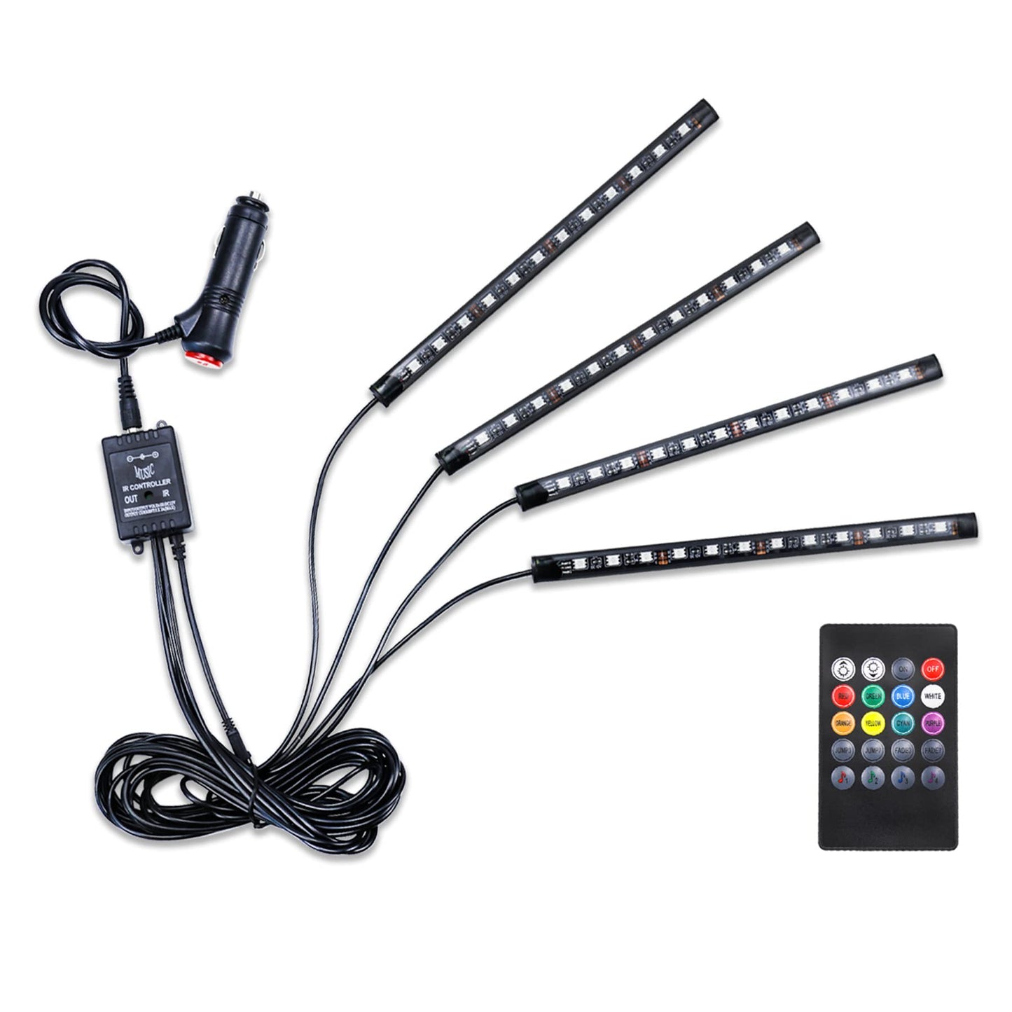 LivTee Smart LED Car Lights Interior with USB Port, LED Strip Fiber Optic Ambient Lighting Car, Wireless App Control, Sync to Music, Car Decorations Interior Accessories Gifts for Women Men, 6 in 1