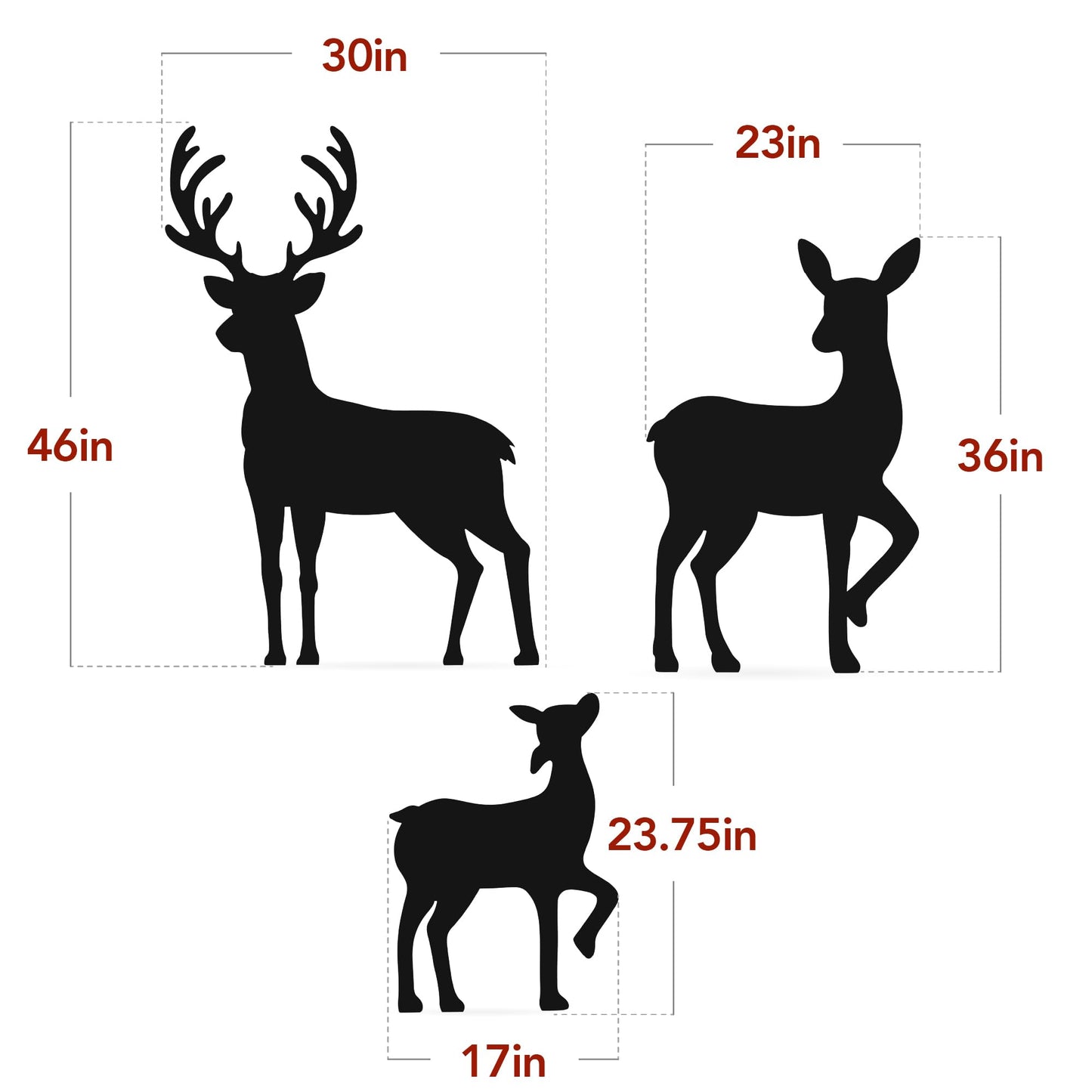 Best Choice Products 3-Piece 46in 2D Deer Family Silhouette Set, Outdoor PVC Christmas Yard Decoration w/Buck, Doe, Fawn, Weather Resistant - Black