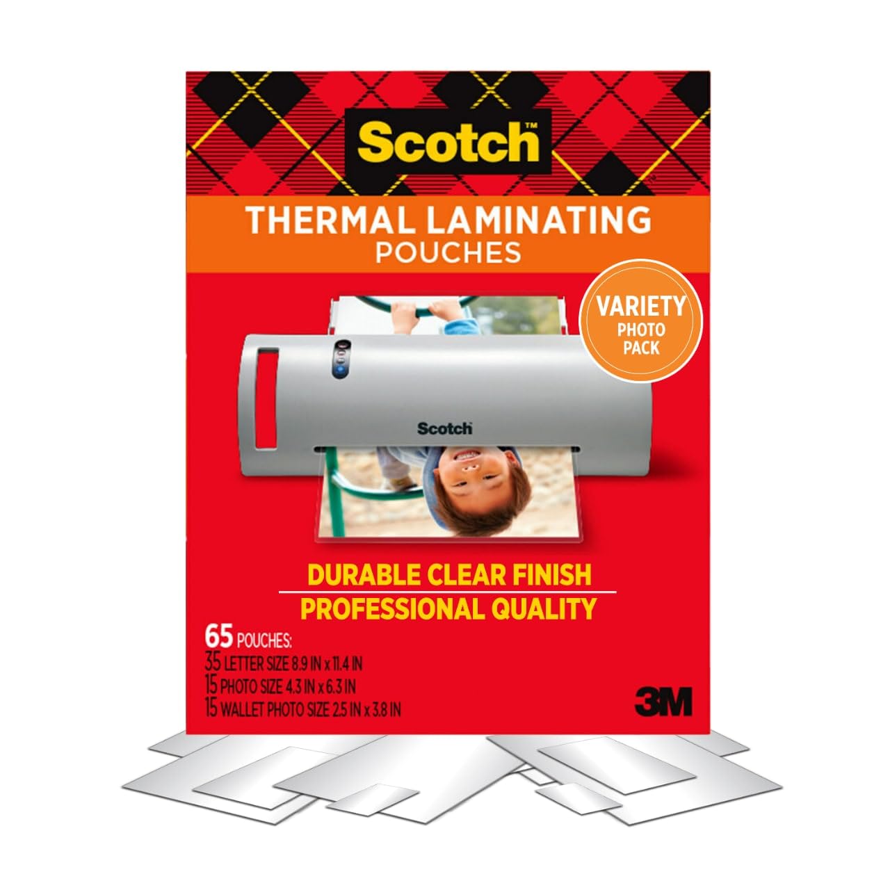 Scotch Thermal Laminating Pouches, 100 Count, Clear, 3 mil, Laminate Business Cards, Small Banners, Essays, Office or School Supplies, Fits Letter Size 8.9x11.4 in Paper