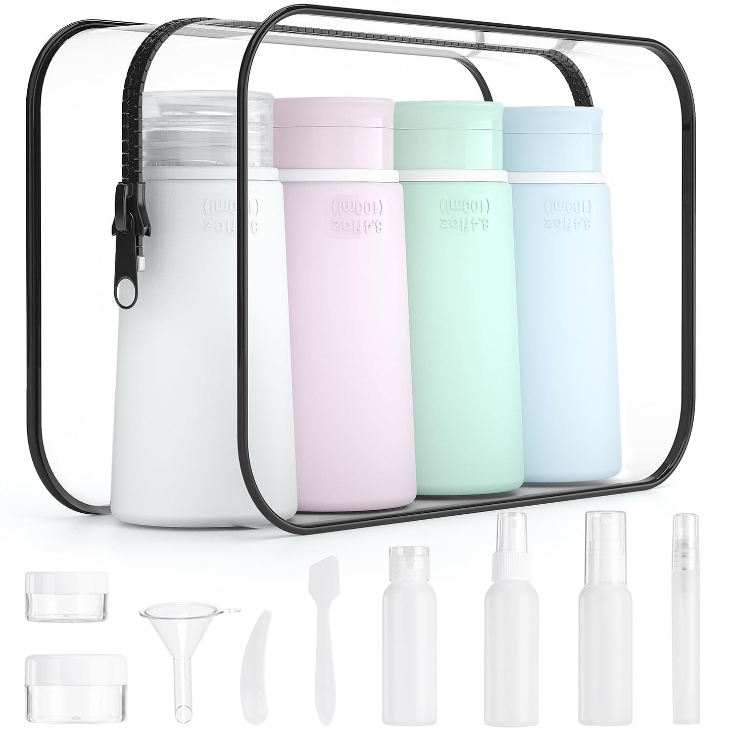 Valourgo 15 Pack Travel Bottles Set, TSA Approved Leak Proof Silicone Travel Containers jar for Toiletries, Shampoo, Lotion Body Washt,Perfume spray bottle,Travel Essentials toiletry Bottles