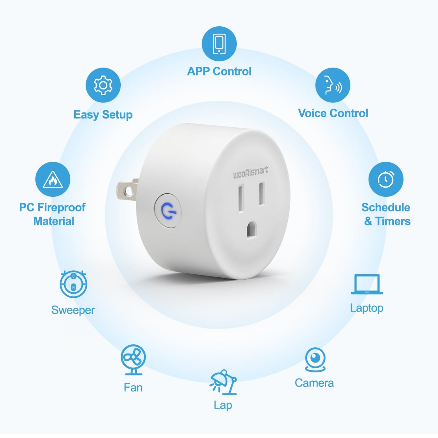 wooaismart Smart Plug, WiFi Plugs Work with Alexa & Google Assistant, Smart Outlet with Timer & Group Controller, WiFi Outlet for Home, No Hub Required, ETL & FCC Certified, 2.4GHz WiFi, 16A, 2 Pack
