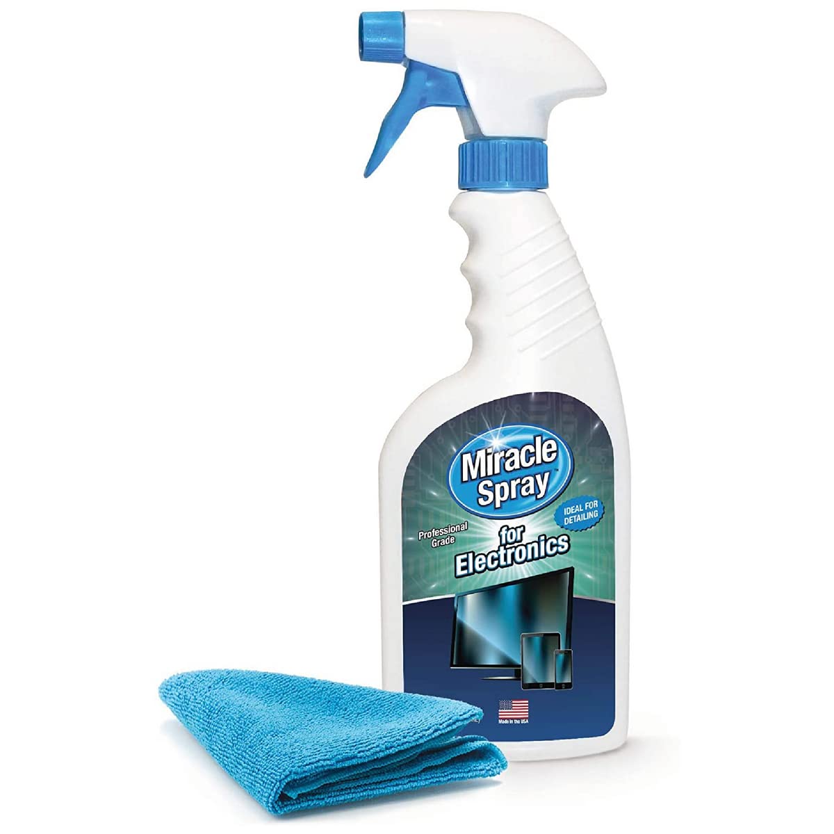 MiracleSpray for Electronics Cleaning, Safe Multisurface Cleaner for Any TV, Phone, Monitor, Keyboard, Screen, Computer, Includes Microfiber Towel - 8 Ounce Kit
