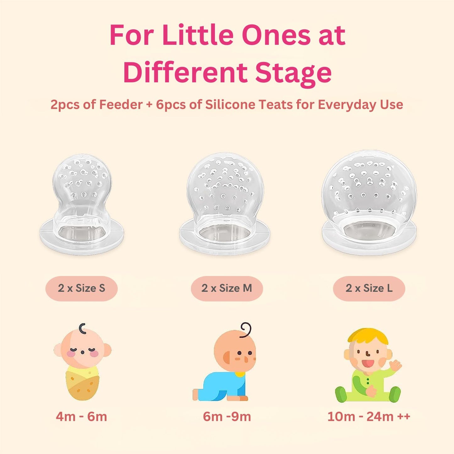 NatureBond Baby Food Feeder/Fruit Feeder Pacifier Nibbler (2 Pack) - Infant Teething Toy Teether Weaning in Appetizing Colors | + Additional Silicone Sacs