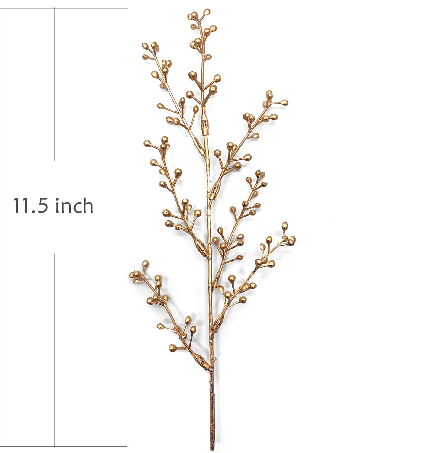 Artificial Golden Berry Stem Decorations, Fake Bead Sticks Picks Plastic Plants for Home Party Christmas Berries Stems Tree Ornaments Wreath Crafts DIY Gift Wedding Bouquet Xmas Decor Gold 6 Pcs