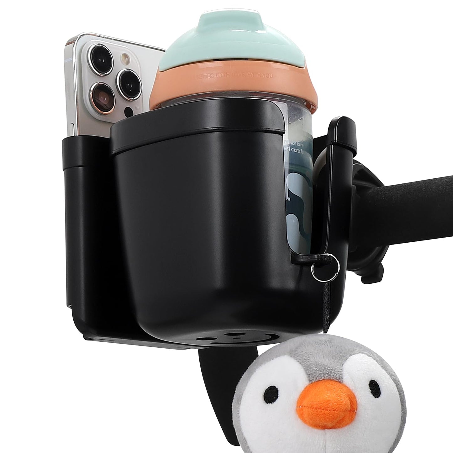 Accmor Stroller Cup Holder with Adjustable Strap, 360 Degree Rotatable Universal Cup Holder for Uppababy, Nuna, Doona Stroller, Drinks Holder for Wheelchair, Walker, Rollator