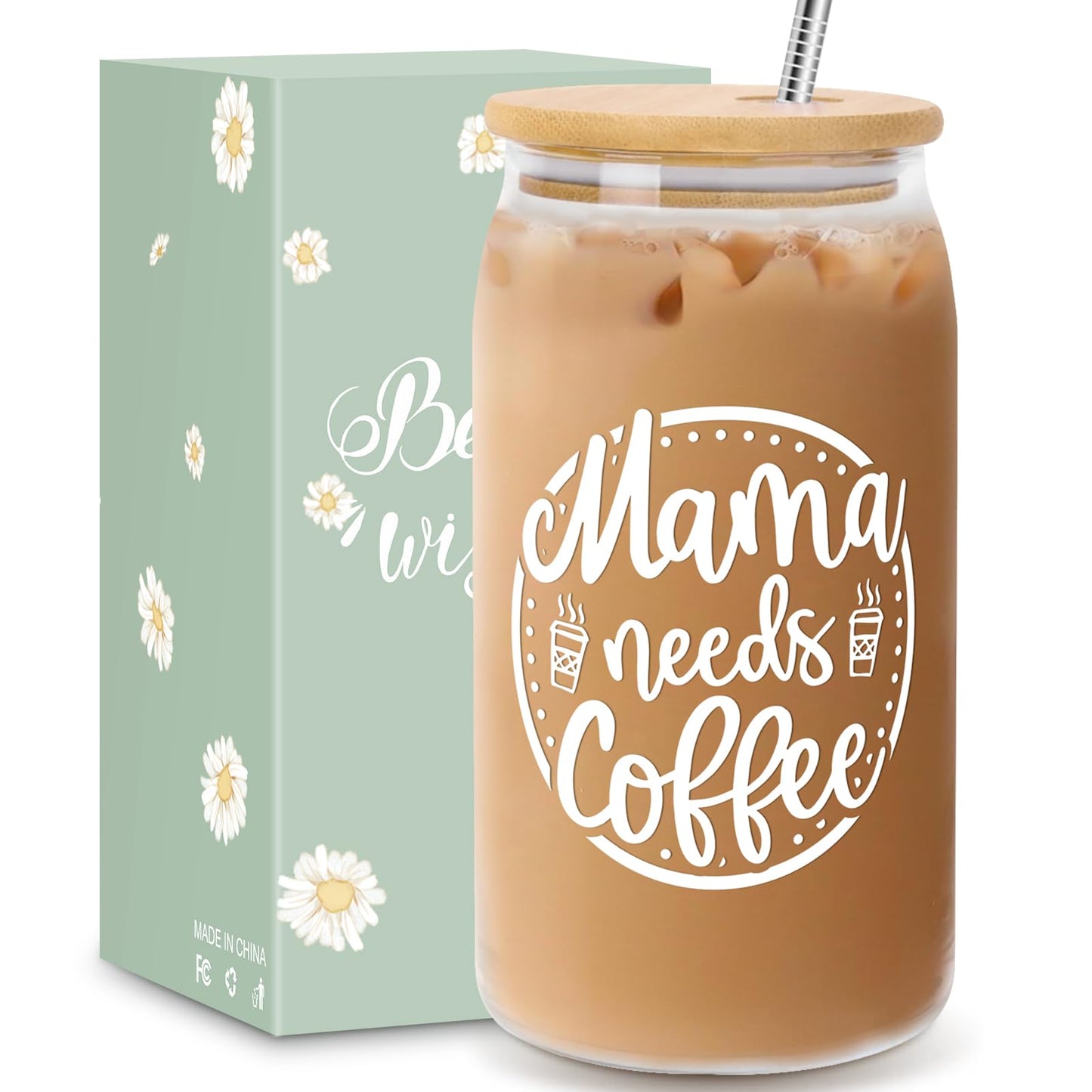 Gifts for Mom Women from Daughter Son Husband, Mom Gifts for Mama Wife New Mother Stepmom on Christmas Mothers Day Valentines Day, Personalized Anniversary Birthday Presents for Women - Can Glass 16OZ