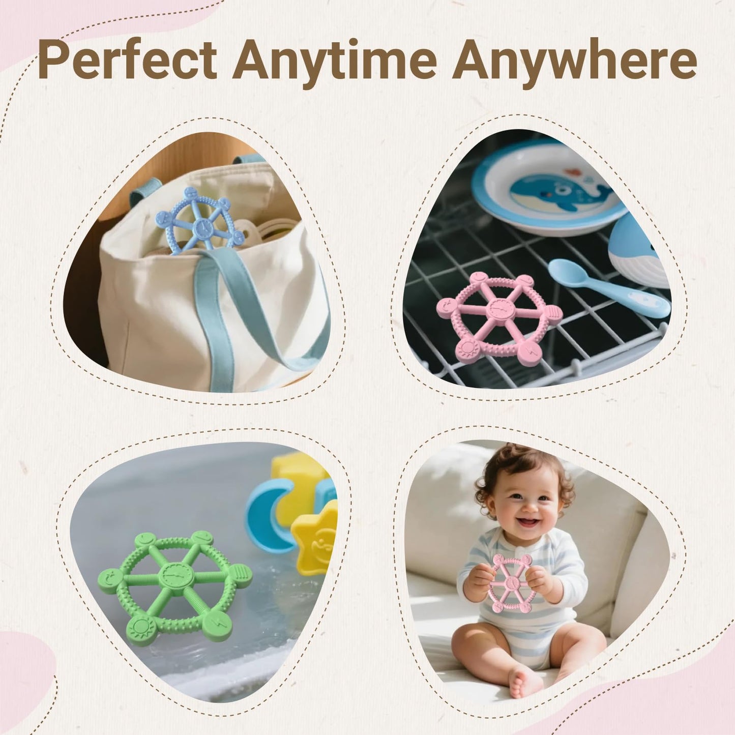2 Packs Teething Toys for Babies 3-12 Months, Pain Relief Silicone Baby Teethers 6 to 12 Months, Easy-to-Hold BPA-Free Teething Toys, Infant Chew Toys, Soft Textures for Comfort