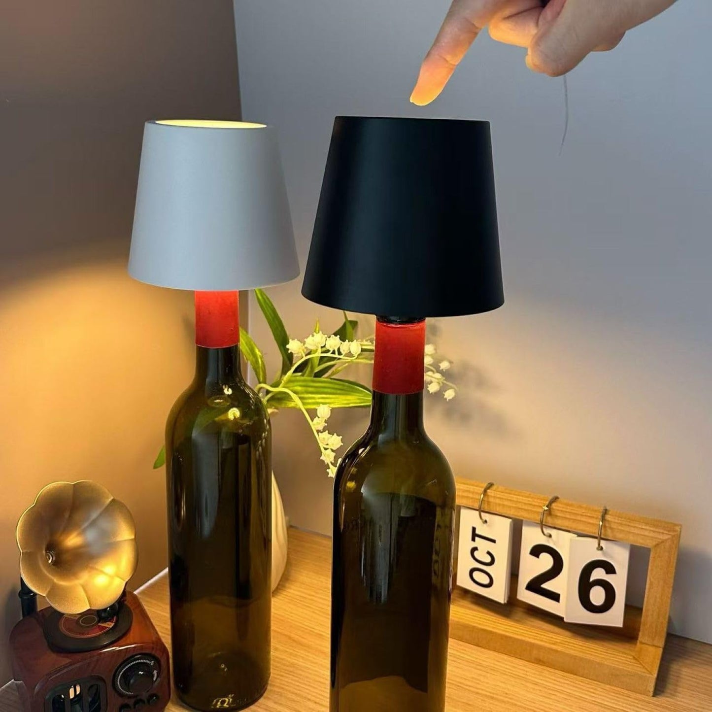 wioilyoy Wireless Bottle Light, New LED Wine Bottle lamp 2024 Rechargeable Bottle lamp, 3 Color Stepless Dimmable Light for Bedroom, Dining Room & Bar(White)