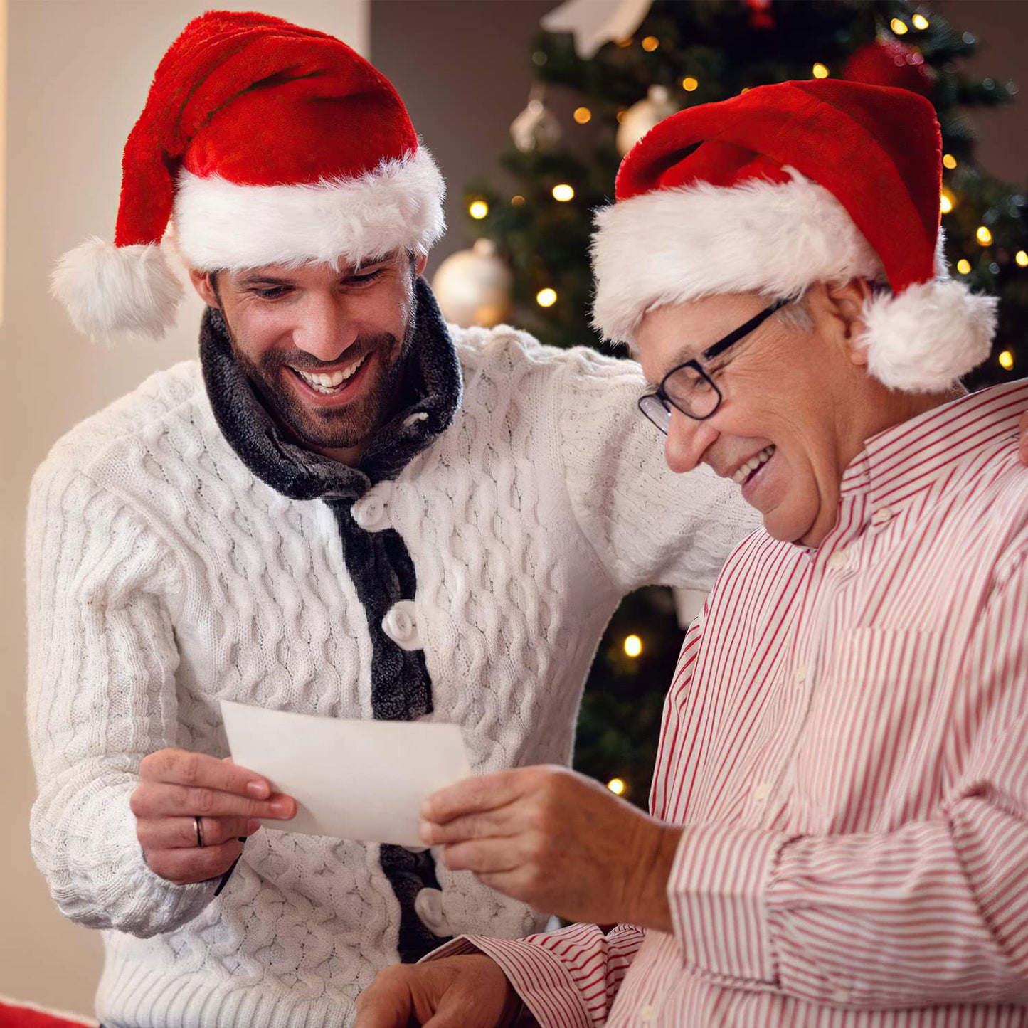 Iioscre Santa Hat Christmas Hats for Adults, Xmas Holiday Unisex Classic Santa Claus Hat for Holiday Party