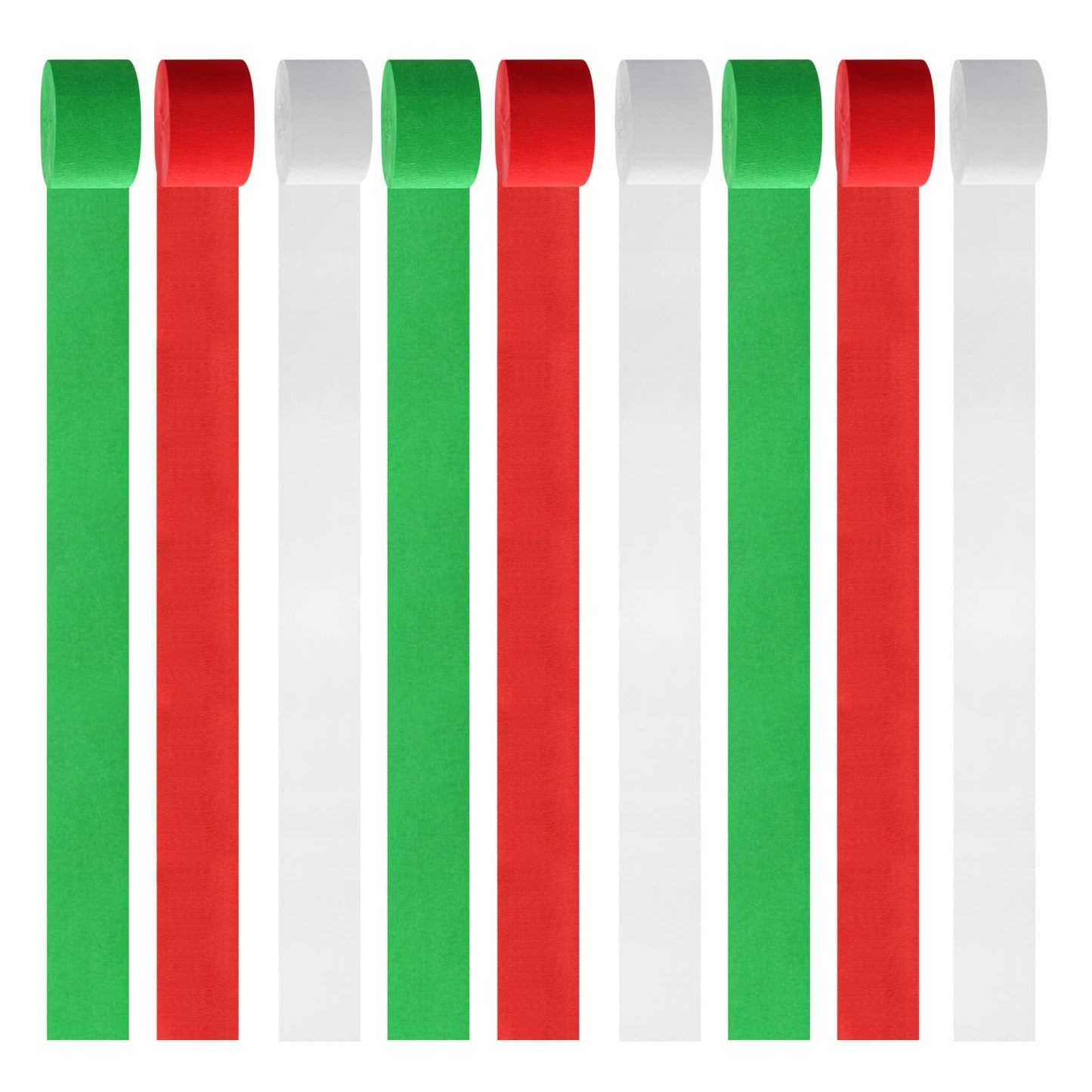 Red-Green White Party-Decorations Christmas Streamers - 9 Rolls New Years,Winter Decor Crepe Tissue Paper Streamer Banners,Mexican Italian Wedding Birthday Baby Bridal Shower Garland Panduola