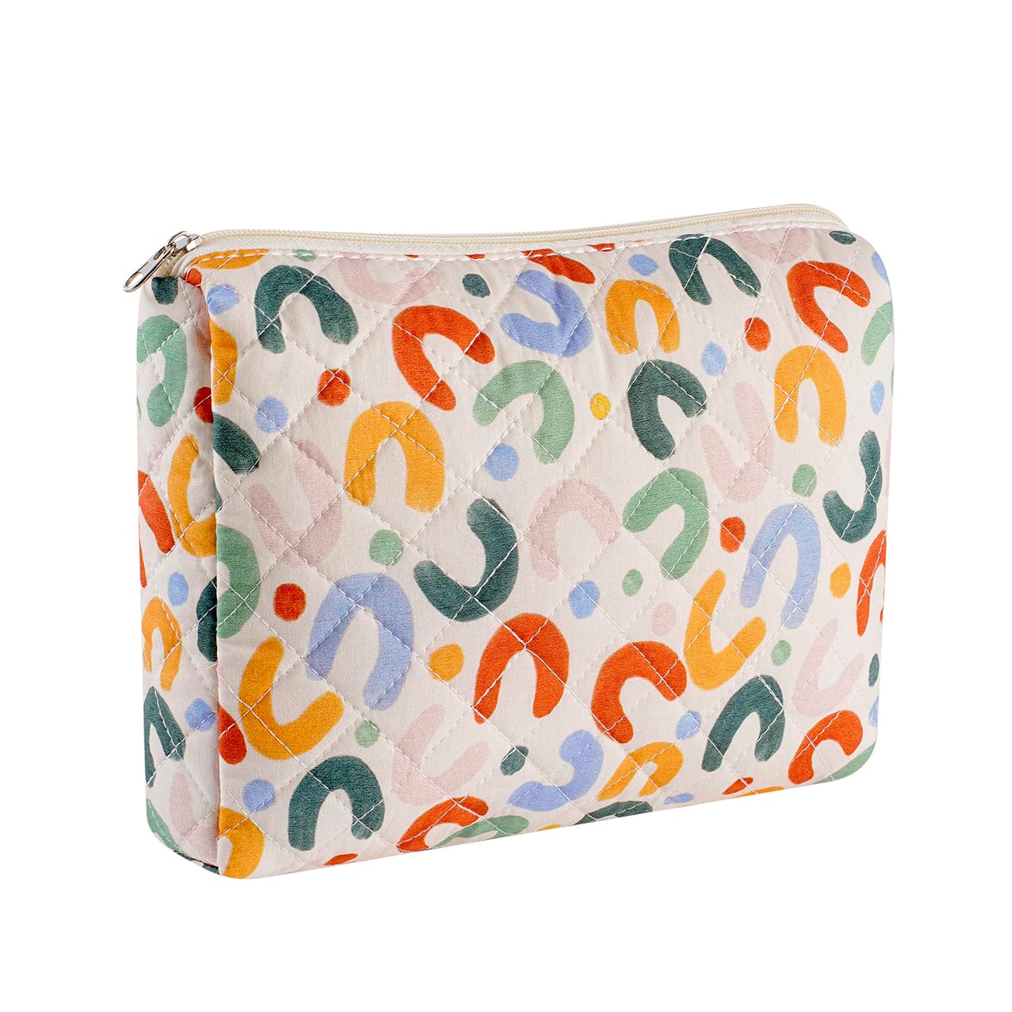 Makeup Bag Travel Cosmetic Bag for Women Girls, Zipper Make Up Pouch, Floral Flowers Toiletry Organizer Makeup, Portable Storage Cosmetic Travel Cloth Bag (Blue Floral)