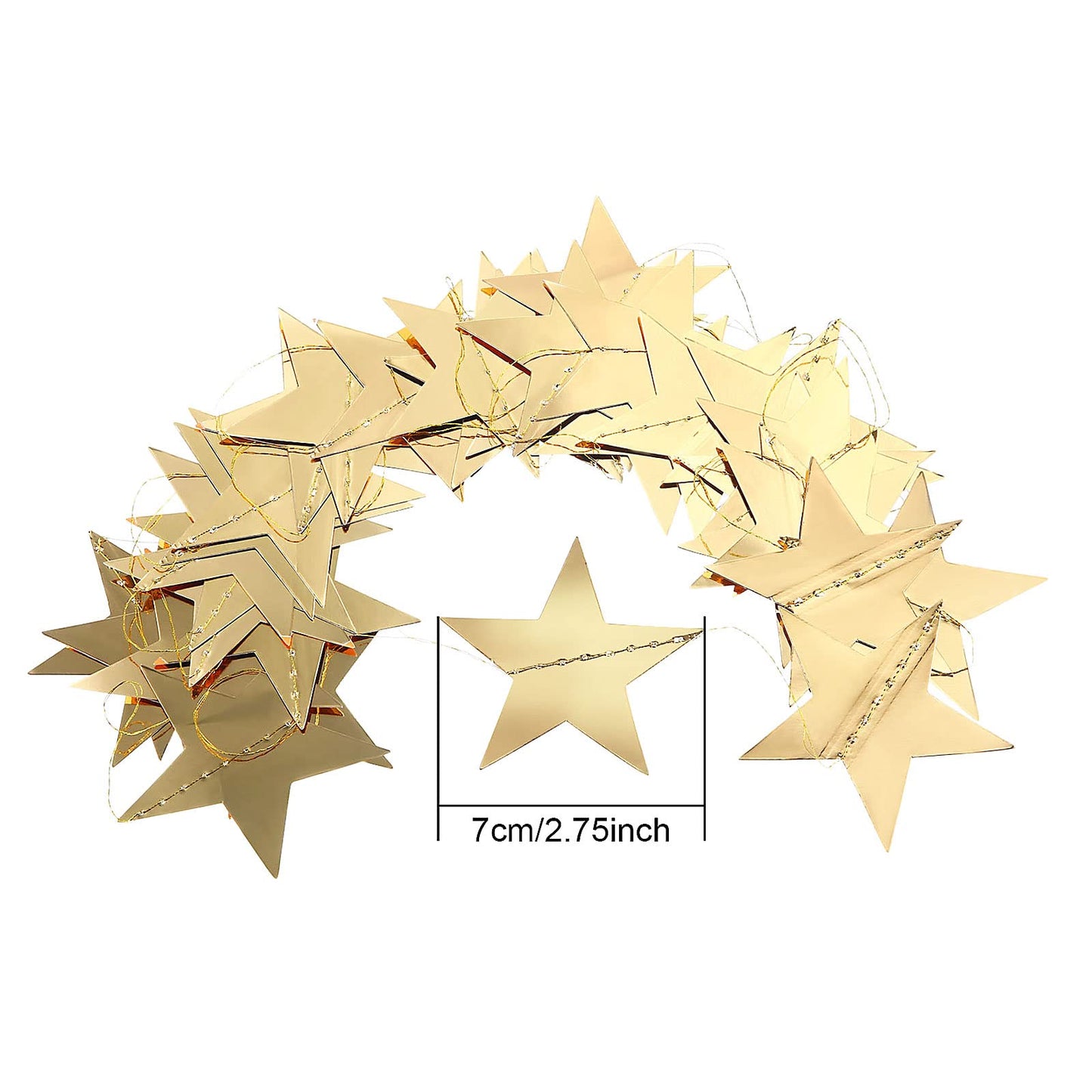 Patelai Glitter Star Garland Banner Decor, 130 Feet Star Hanging Bunting Banner Bright Backdrop for 2025 Graduation Prom Wedding Birthday Christmas Party Supplies(Gold)