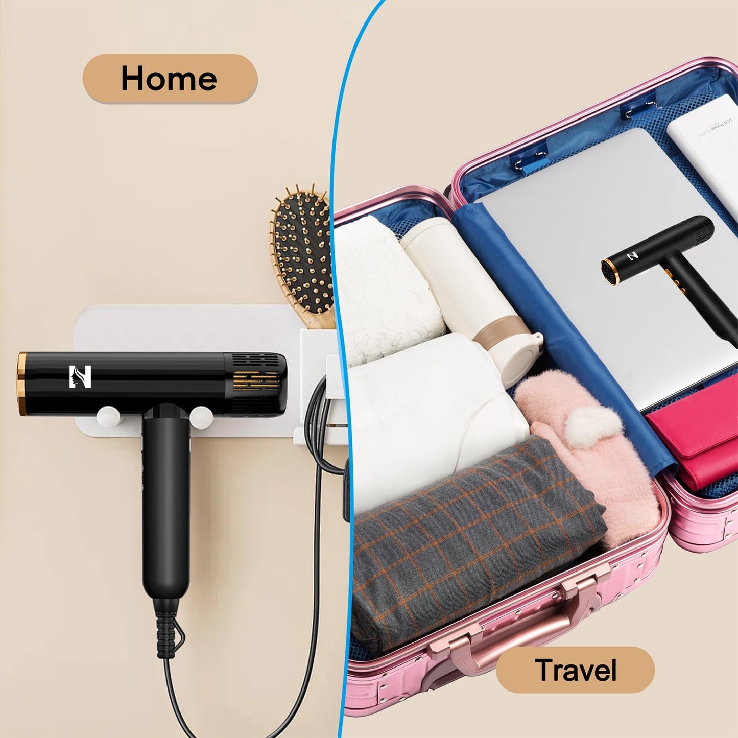 Nicebay Hair Dryer, Ionic Blow Dryer with Diffuser, 1600W &110000RPM High-Speed Brushless Motor for Fast Drying, Lock Function, Constant Temperature, Lightweight