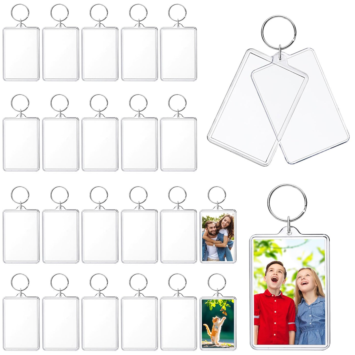 24 Pcs Photo Keychain (2 x 3inch) Transparent Picture Keychain, Acrylic Photo Insert Keychain Blank Photo Insert Keyring DIY Personalize Favor Graduation Gift