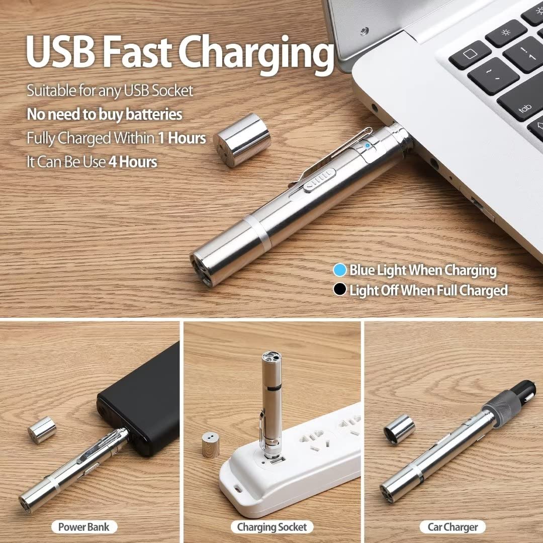 Zugesify Laser Pointer Cat Toy, Interactive Toy with Red Dot LED Light Pointer, Long Range 3 Modes Projection Playpen for Kitten Interaction,USB Recharge Pointer (1 pcs)