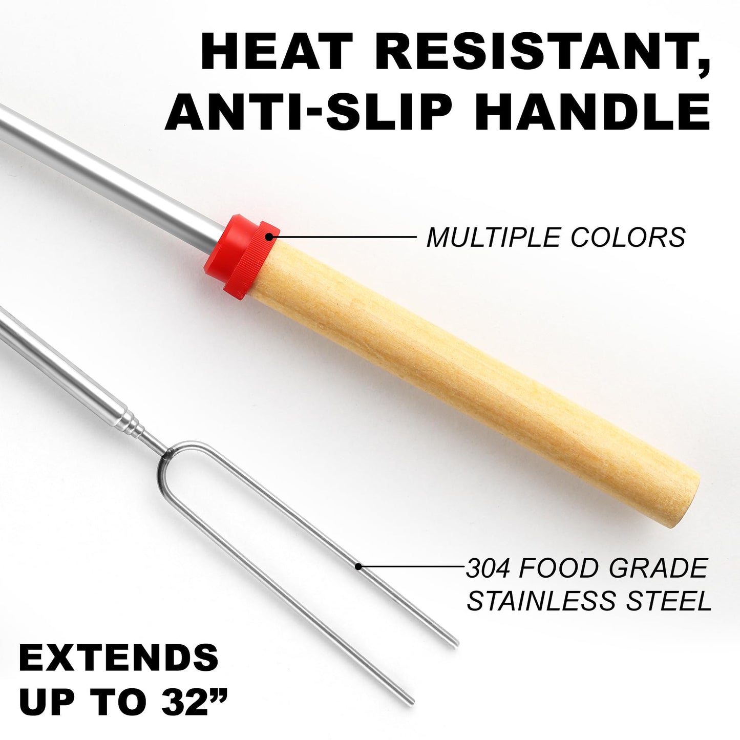 Zulay Kitchen 6 Pack Smores Sticks for Fire Pit - Long Marshmallow Roasting Sticks Smores Kit - Perfect Smore Skewers & Hot Dog Forks For Campfires, Camping Essentials S'mores Gear (Extendable Sticks)