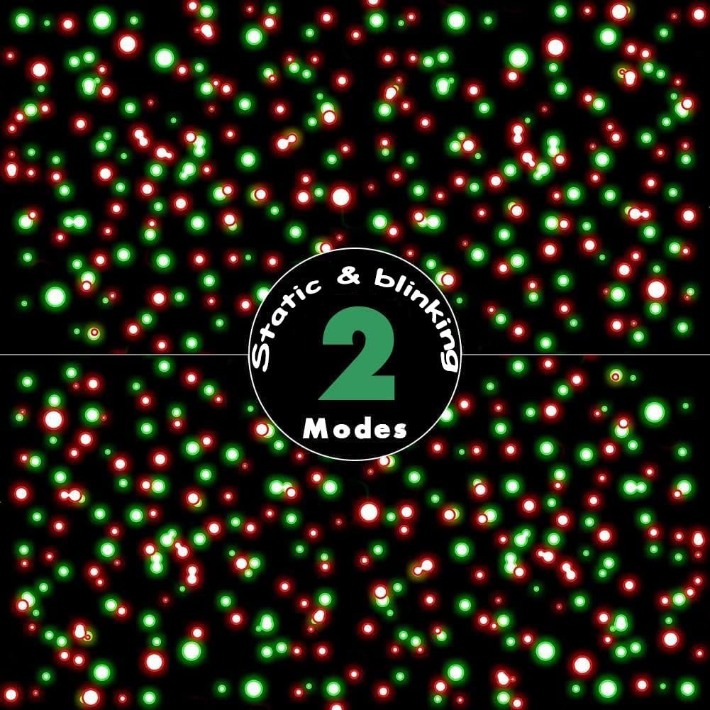 Christmas Laser Light Projector, 2 Pack, Red and Green Star Laser Lights Show with Timer for Outdoor Decorations, Waterproof Landscape Lighting for Christmas and Holidays