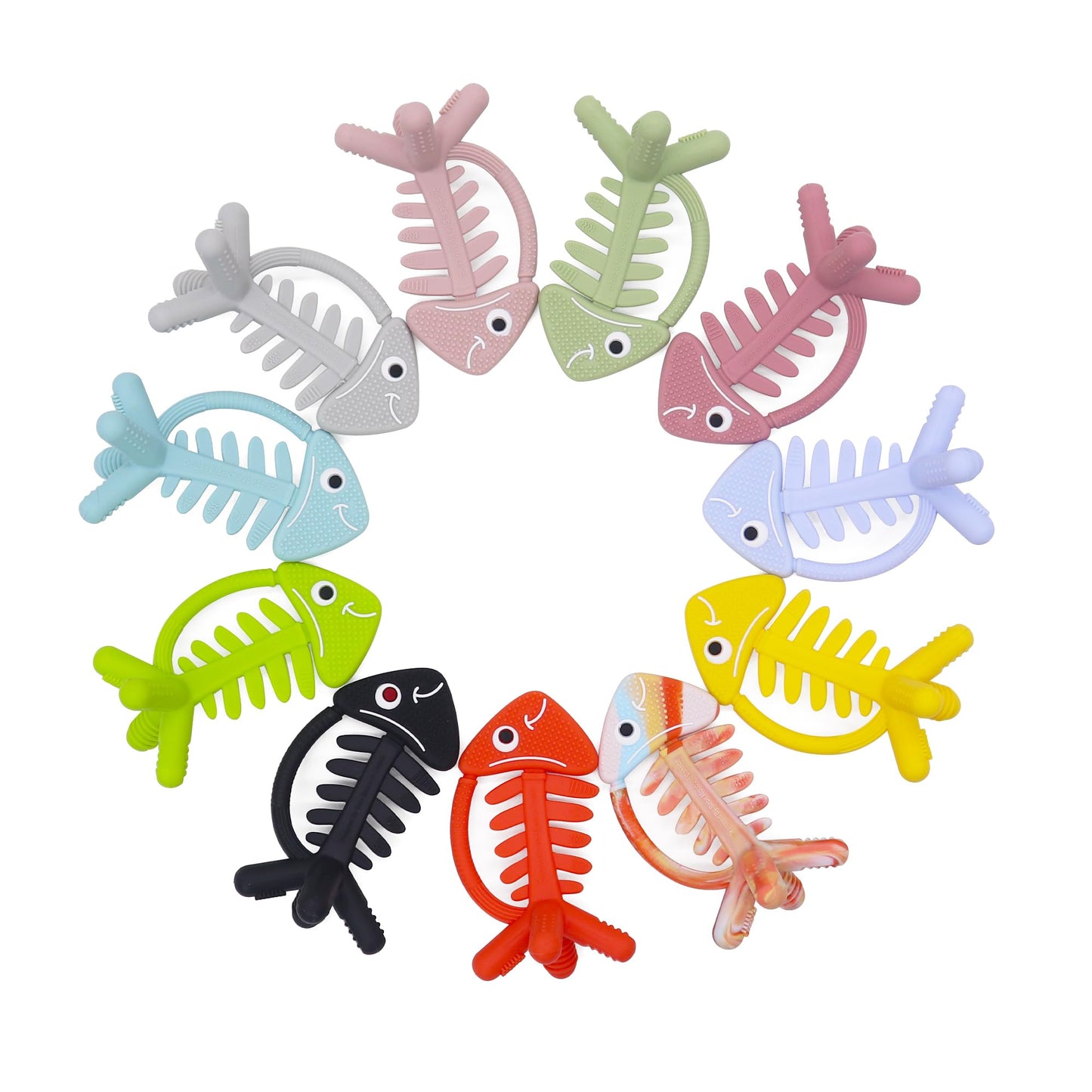 3in1 Infant Toys, Baby Teething Toys 0-3-6-12 Months, Teethers for Babies 3-6 6-12 Months for Teething Relief,Baby Gift,Silicone,Sensory Toys 0-6 Months,USA Patent Pending,Fish,Turquoise