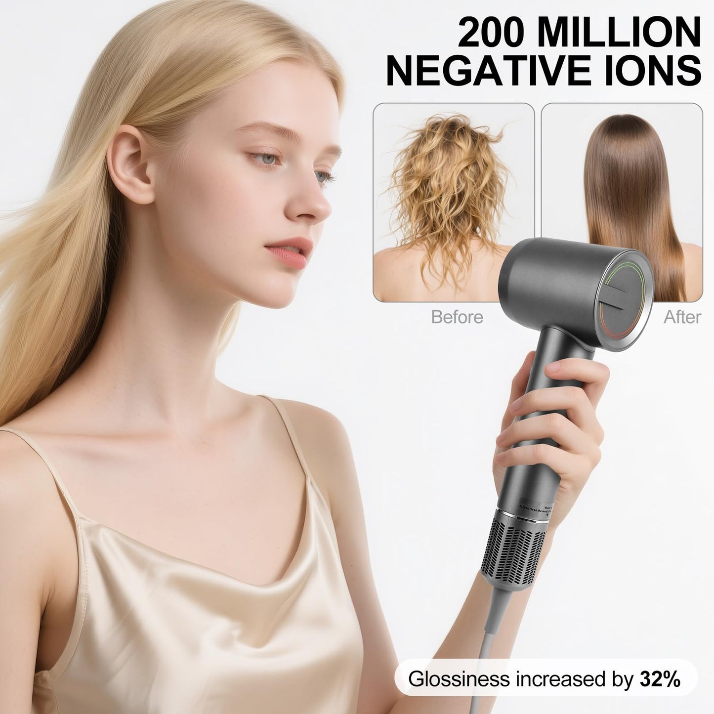 Hair Dryer High-Speed Ionic Low Noise Blow Dryer with Brushless Motor for Fast Drying, Smart Temperature Control, Lightweight, for Home Travel Salon