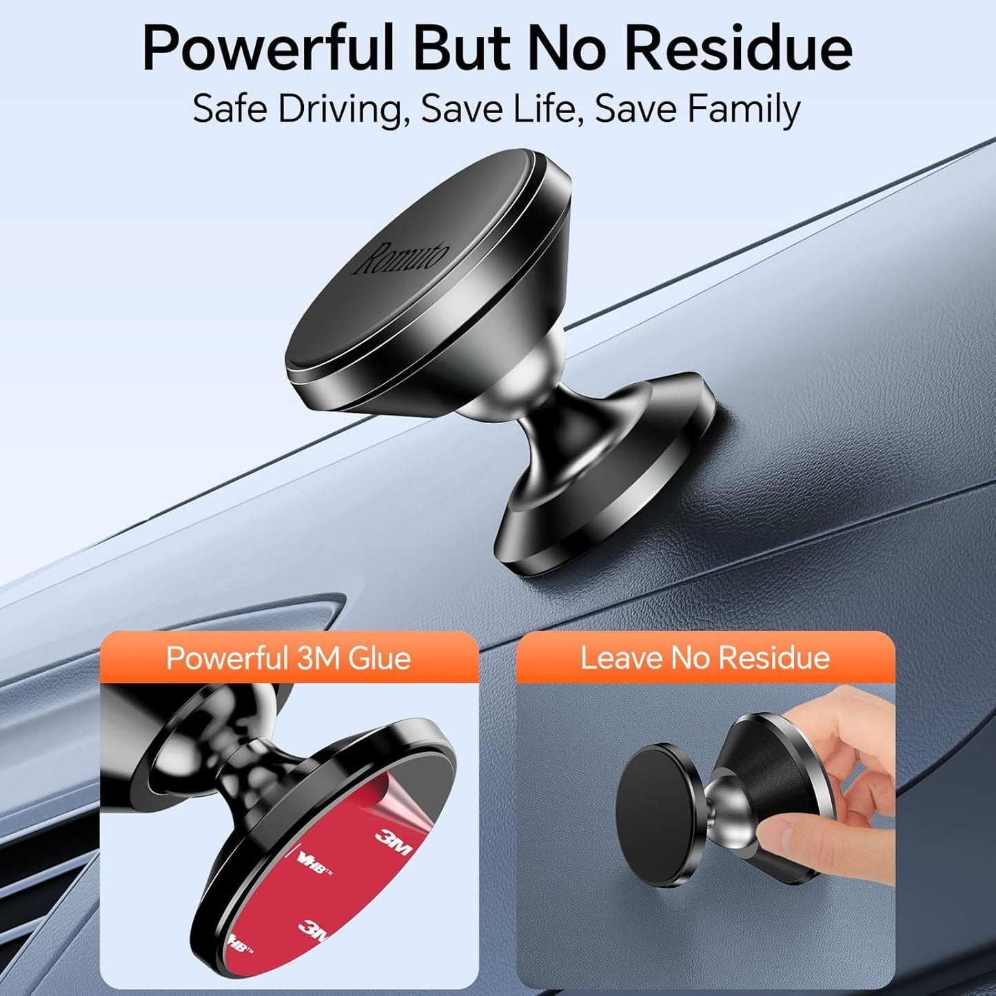 【 2-Pack 】 Magnetic Phone Holder for Car Dashboard【Strong Magnet】iPhone Magnetic Phone Mount for Car Phone Holder 【4 Metal Plate】Cell Phone Holders for Your Car Mount for iPhone 16 Pro Max 15 14 13 12