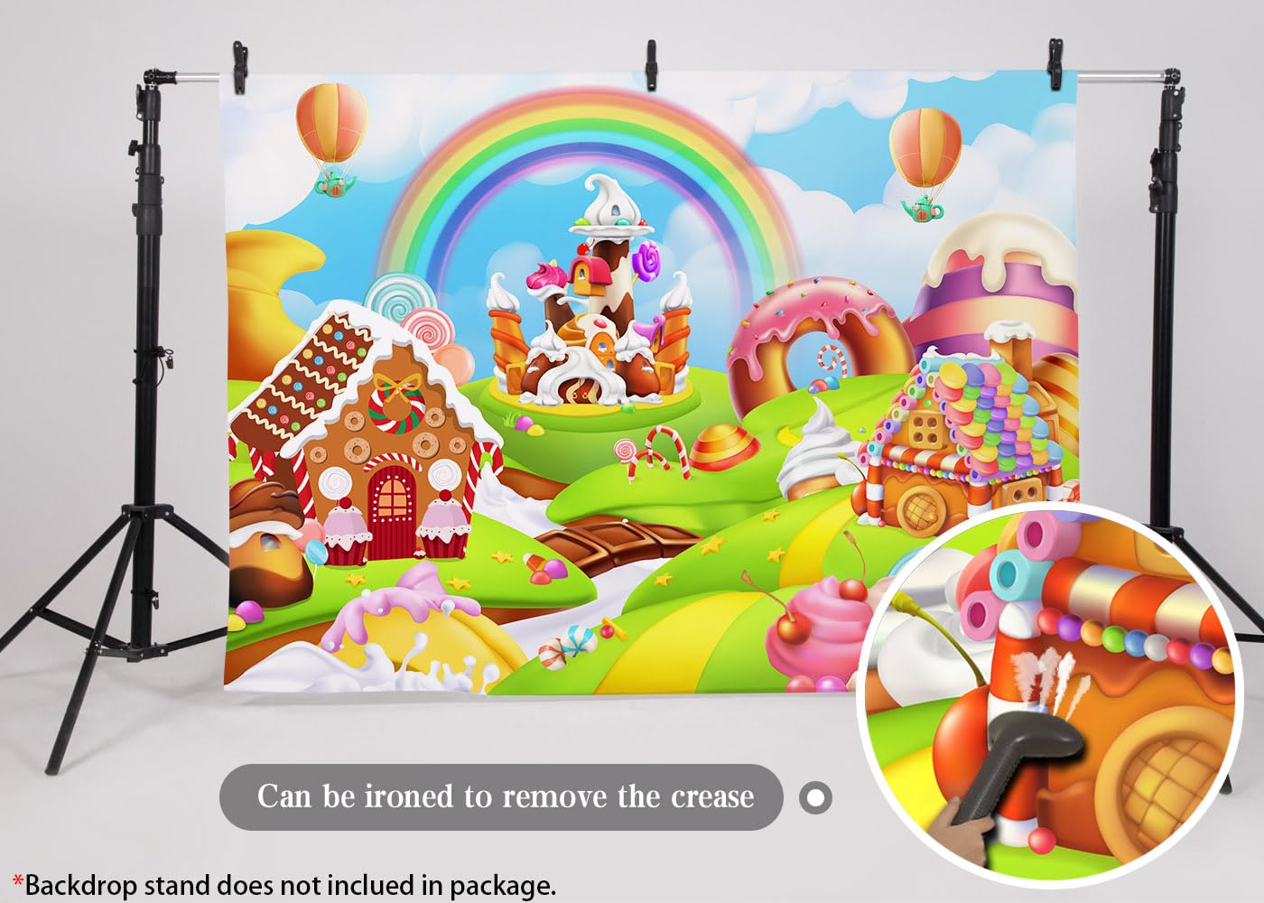 Ladvis 82.7"x59" Candyland Backdrop Gingerbread Party Banner Decorations Candy Land Background, Kids Baby Shower Birthday Decorations Photography Photo Booth Props Sweet Supplies