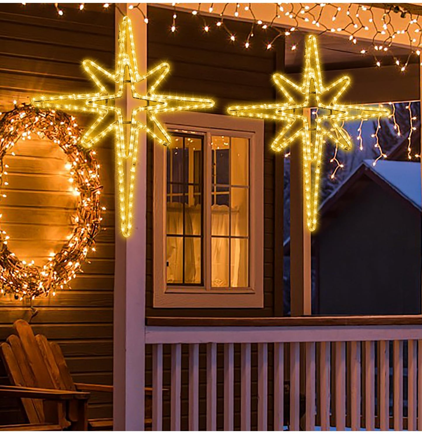 YGLOWORM Christmas Lights Bethlehem LED Star Door Window Porch Wall Decoration Party Light Hanging Lights(28" Warm White Light)