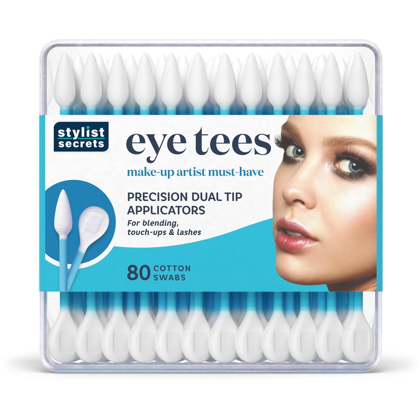 Fran Wilson EYE TEES COTTON TIPS 80 Count (3 PACK) - Precision Makeup Applicator, Double-sided Swabs with Pointed and Rounded Ends for Perfect Blending, Effective Cleaning and Precise Touch-ups