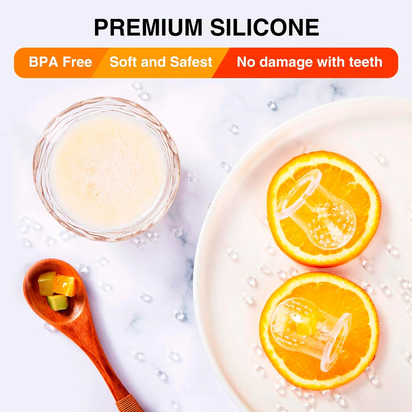 HAOBAOBEI Baby Solids/Frozen Fruit Feeder Pacifier, Infant Teether Toy 4M+, BPA-Free Silicone Pouch & Nipple, Safely Introduce Solids, Teething Relief, 2-Pack - Yellow/Purple (Mouse)