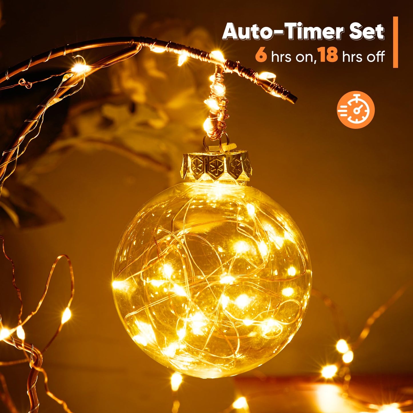 Ariceleo 1 Pack 65.6 Ft. Battery Operated Outdoor String Lights with Remote & Timer, LED Warm White Fairy Lights, Waterproof Twinkle Lights for Bedroom, Dorm, Mason Jar, Wedding, Party, Christmas