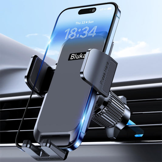 Car Phone Holder Mount, Super Stable Air Vent Cell Phone Car Mount with 2025 Metal Hook Clip, 360° Rotation,One Button Release for iPhone, Samsung, Google, and All Other Smartphones