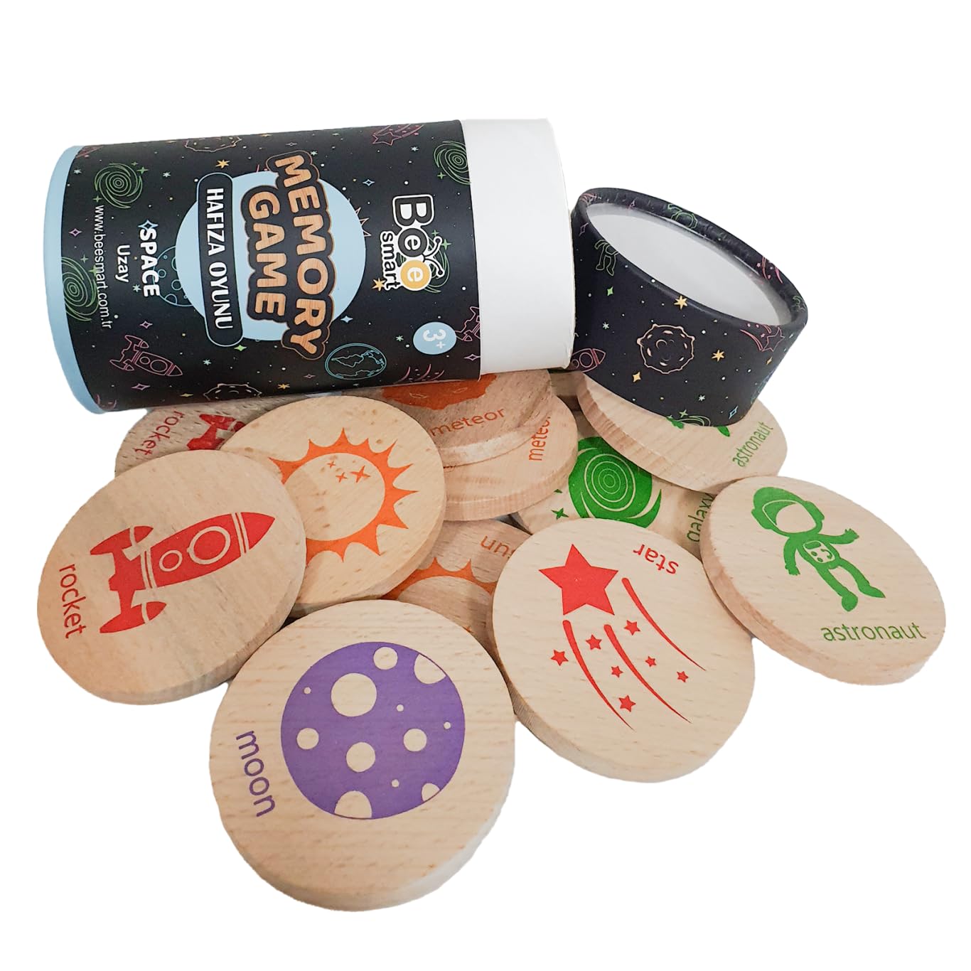 bee smart Wooden Memory Game - Matching Memory Game for Kids 3 and Up, 16Pcs | Educational Toy for Preschool Toddlers Board Games (Robots)