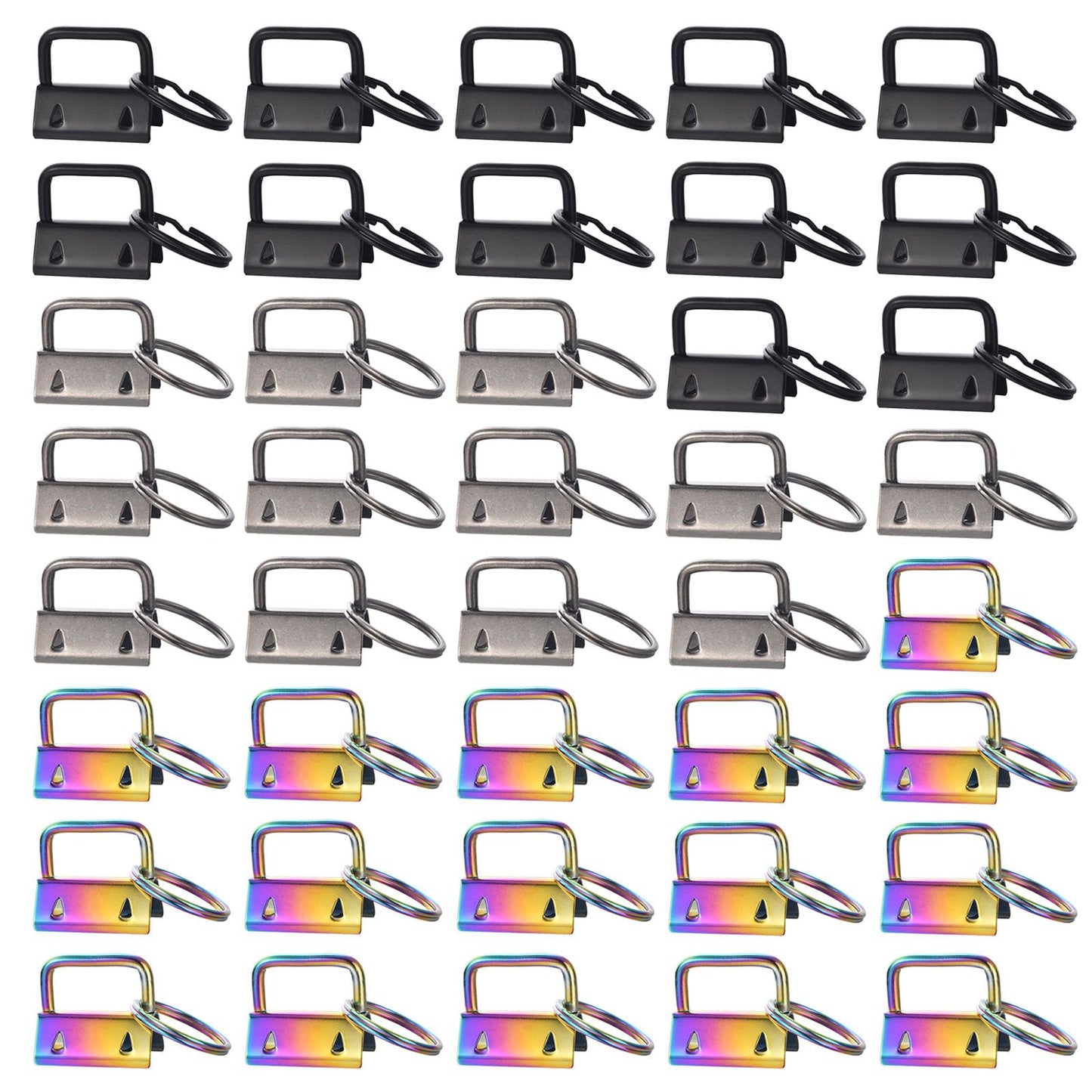 Key Fob Hardware, 40Pcs 1 Inch Keychain Hardware Set with Split Ring for Wristlet, Key Lanyard, Keychain Making Kit Crafts DIY Supplies for Gifts (4 Colors)