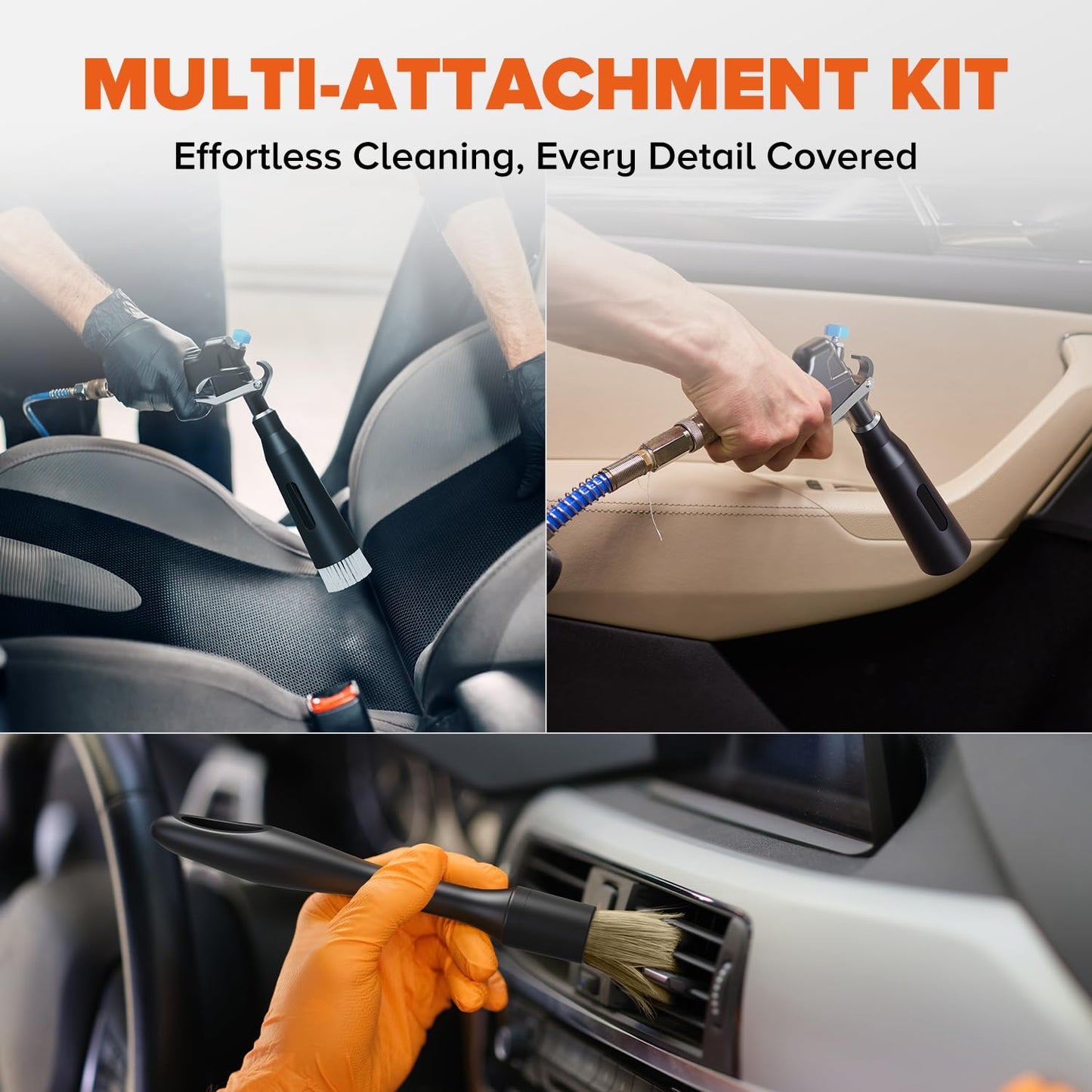 Zhevebaga Tornado Air Cleaning Gun, Upgraded High Pressure Dryer Air Blow Gun Adjustable Wind Speed, 360° Rotating Nozzle for Thorough Cleaning Car Detailing Tools for Car Interiors & Exteriors