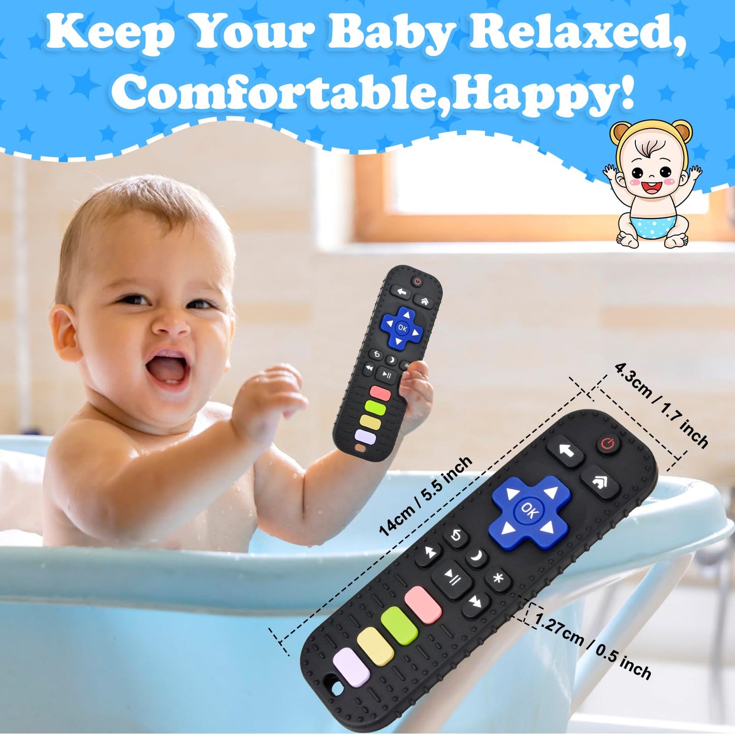 Baby Silicone Teething Toys, Phone and Remote Teether Toys for Toddlers 3-18 Months, Boys Girls Babies Teething Toy, Baby Chew Toy, Freezer BPA Free