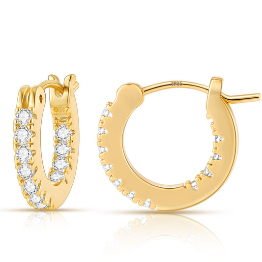 Gacimy Gold Hoop Earrings for Women, 15-30mm Cubic Zirconia, 14k Gold Plated with Sterling Silver Post