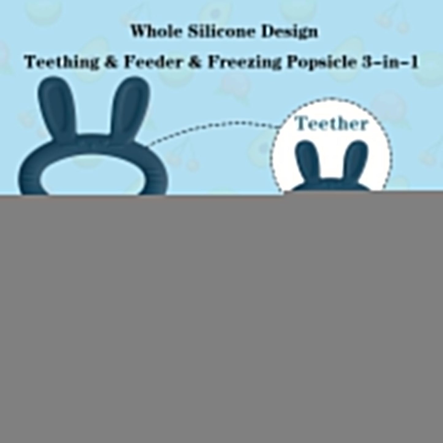 HAOBAOBEI Baby Solids/Frozen Fruit Feeder Pacifier, Infant Teether Toy 4M+, BPA-Free Silicone Pouch & Nipple, Safely Introduce Solids, Teething Relief, 2-Pack - Blue/Green (Rabbit)