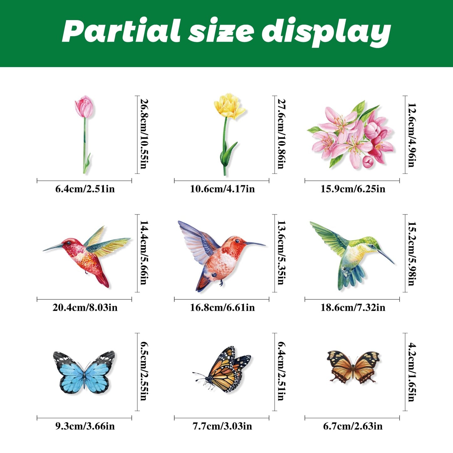 wraphay Spring Window Clings Decorations, 9 Sheets Spring Summer Window Clings for Glass Windows Double-Sided Bird Gel Stickers Decals for Home Party Shop Office School Decor Supplies
