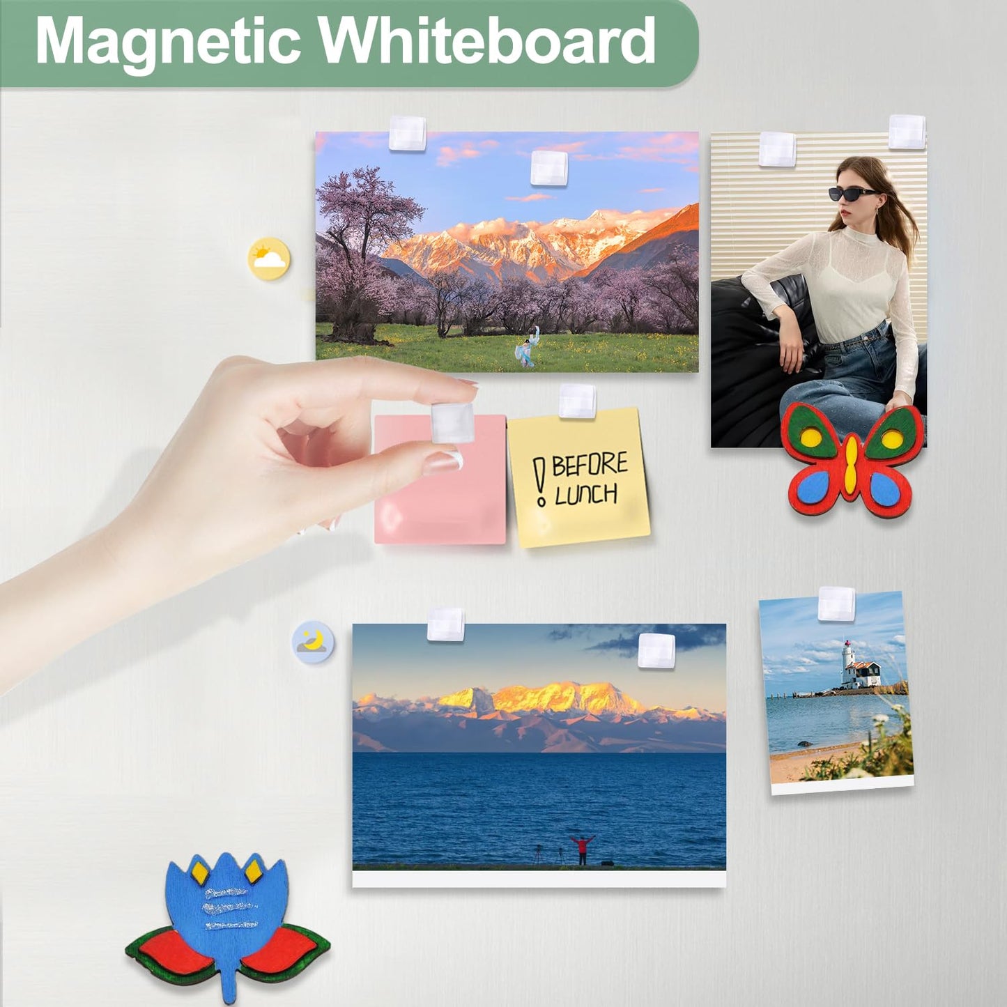 30Pcs Fridge Magnets,Cute Glass Decorative Magnets ,Refrigerator Magnets,Whiteboard Magnets, Strong Holding Power,White