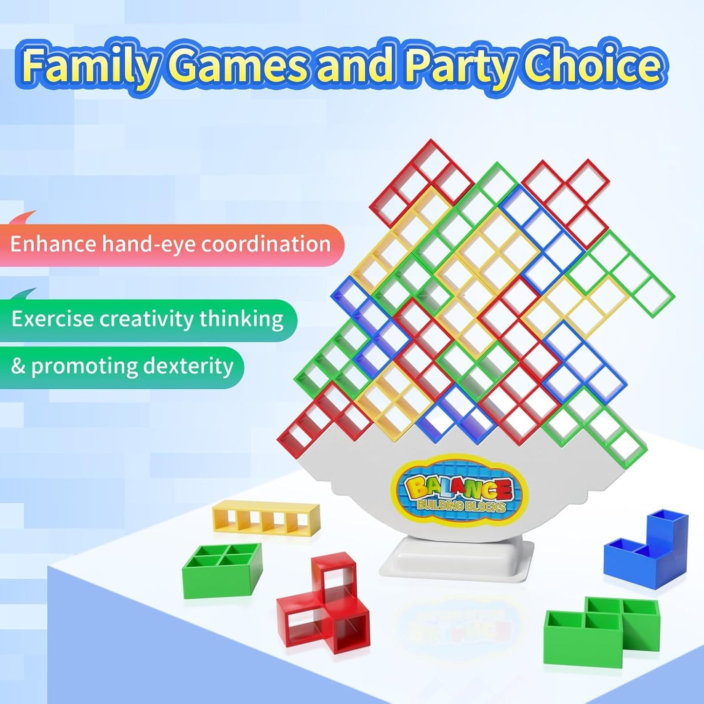 48 Pcs Game Gifts, Balance Stacking Blocks Game,Perfect for Family, Parties, Travel,Boys Girls Gifts,Novelty Toy Gift for Kids or Friends