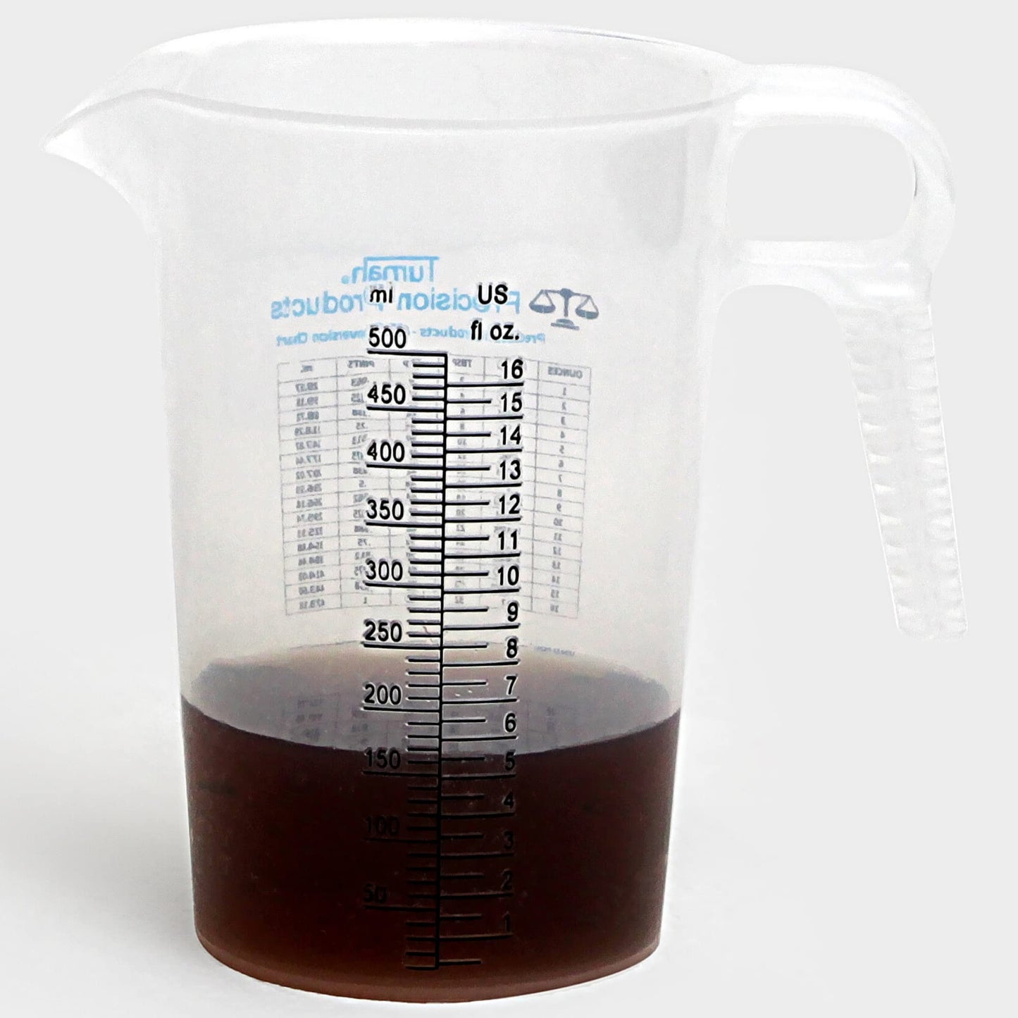 One Gallon 128oz Measure Pitcher - Convenient Conversion Chart - Strong Food Grade - Great for Lawn, Chemicals Pool, Ag, Lye, Home Hobbies, Motor Oil, Fluids - Turnah Precision Products, Made in USA