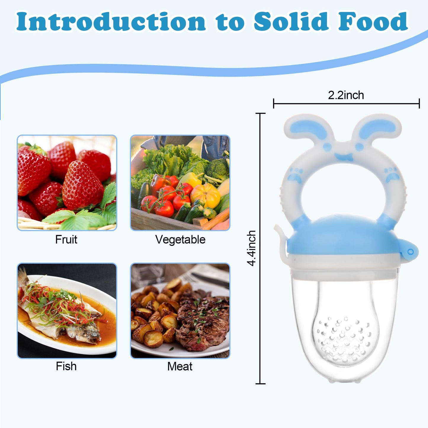 WAJIAYON Easter Bunny Baby Fruit Feeder/Food Feeder Pacifier - Infant Teething Toys | Silicone Teether Feeder Babies | Easter Gifts for Boys and Girls | Food Pacifier for Babies-Rabbit