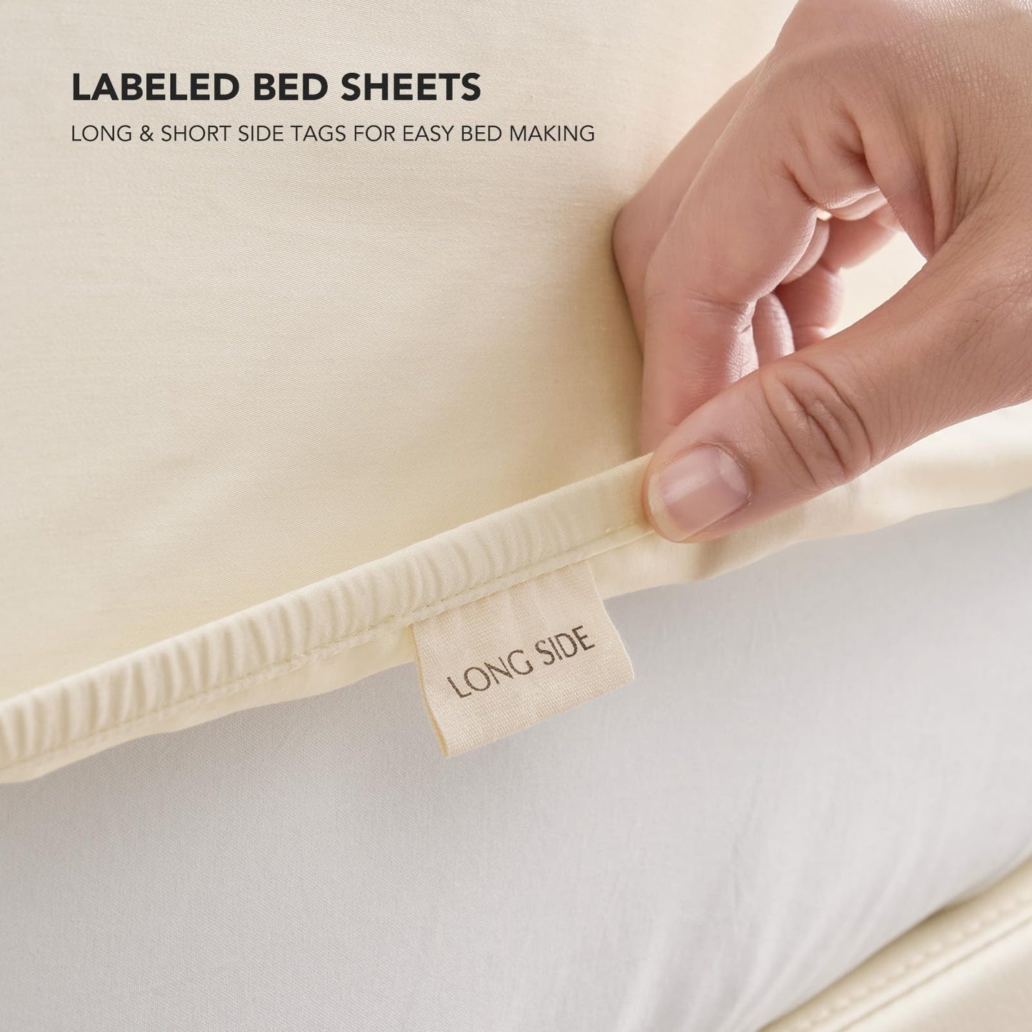 EVERGRACE Tencel Sheet Set Queen Size 4 Pieces,Soft Cooling Bed Sheets for Hot Sleepers, Eucalyptus Lyocell Luxury Breathable Bedding Set, 1 Fitted Sheet, 1 Flat Sheet, 2 Shams, Cream