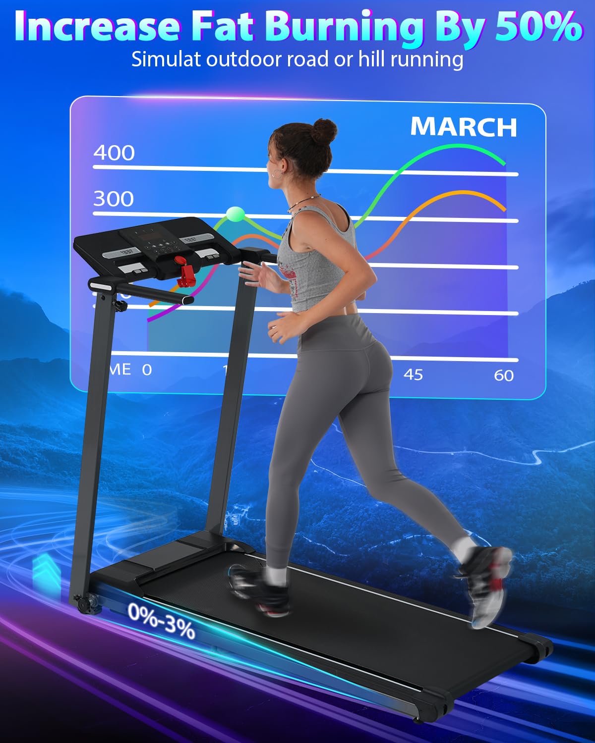 Merax Treadmills, 2.5HP Incline Foldable Treadmill for Home Office, 300 LBS Capacity Electric Walking Running Machine with 15.6" Wide Belt, Walking Pad Treadmill with Handle Bar