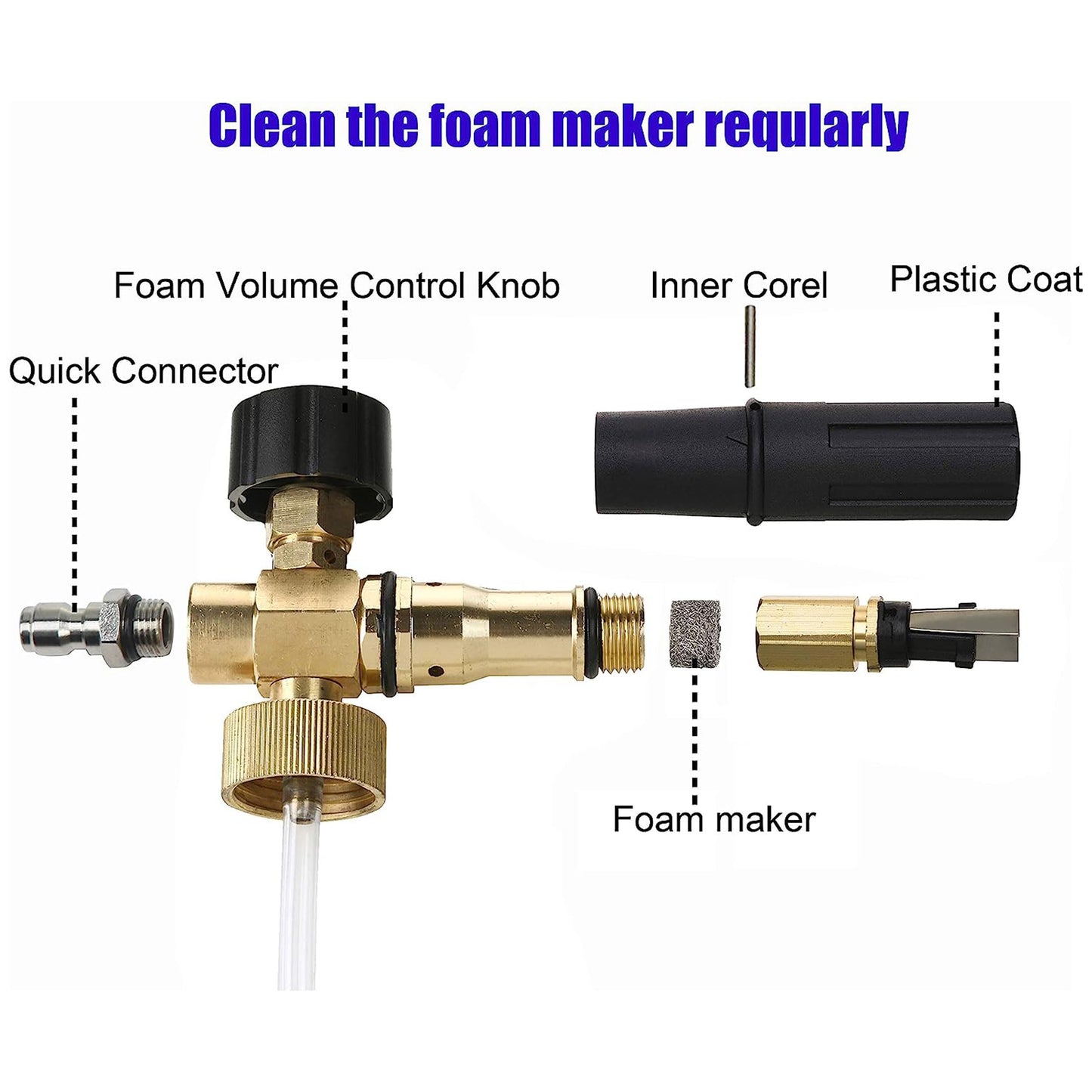Tool Daily Short Pressure Washer Gun with Foam Cannon, Dual Connector Accessory, 1/4 Inch Quick Connect, 5 Spray Nozzle Tips, 1 Liter