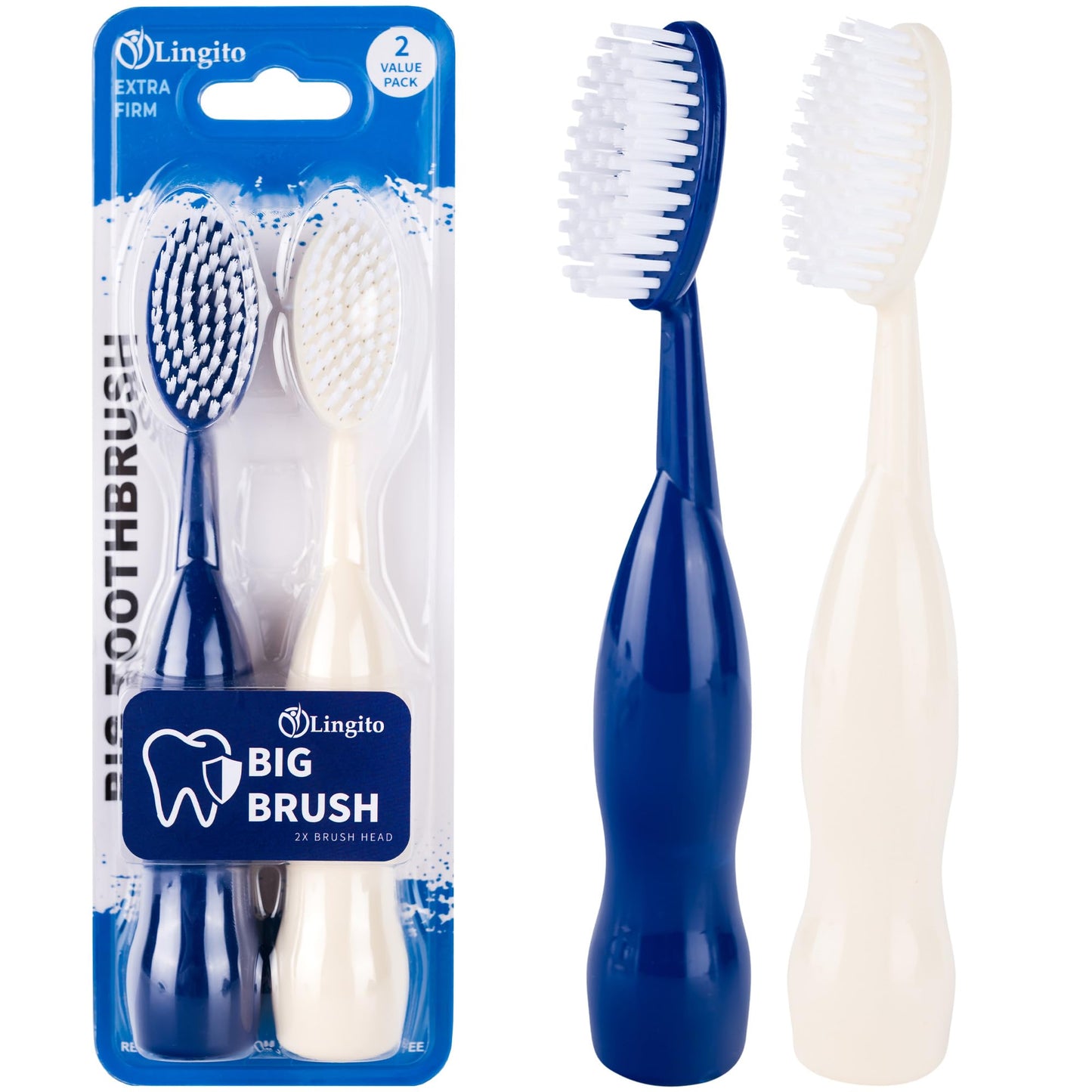 Extra Firm Toothbrush, Hard Bristle Toothbrush Set for Adults or Smokers Travel Kit, Multicolor Denture Brush, Large Head, Manual Travel Toothbrush Hard Bristles