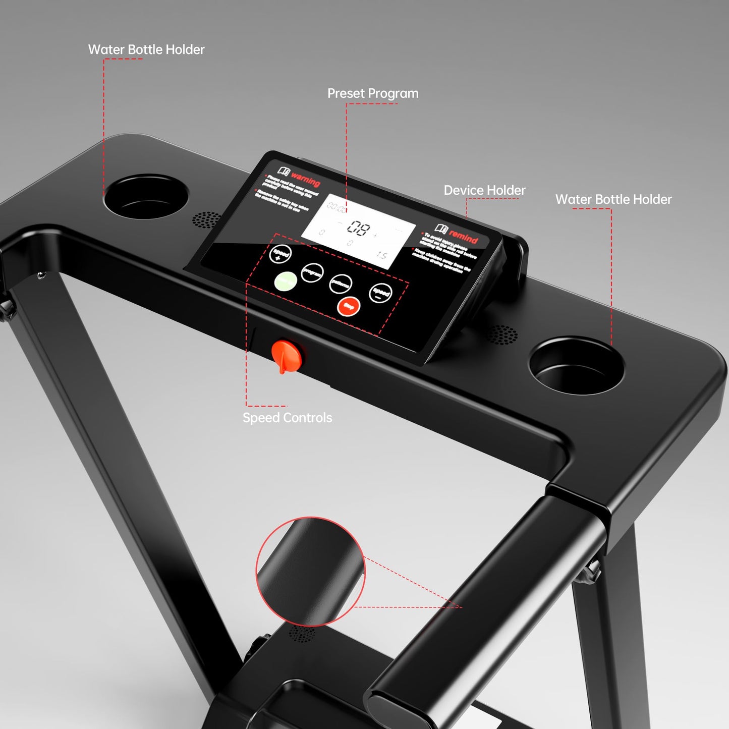 KEY2FUN Treadmills for Home, Walking Pad with Handle Bar, Portable Foldable Treadmill, Lightweight Folding Treadmill with 300 LBS Capacity, 3.0 HP Walking Pad with LED Display