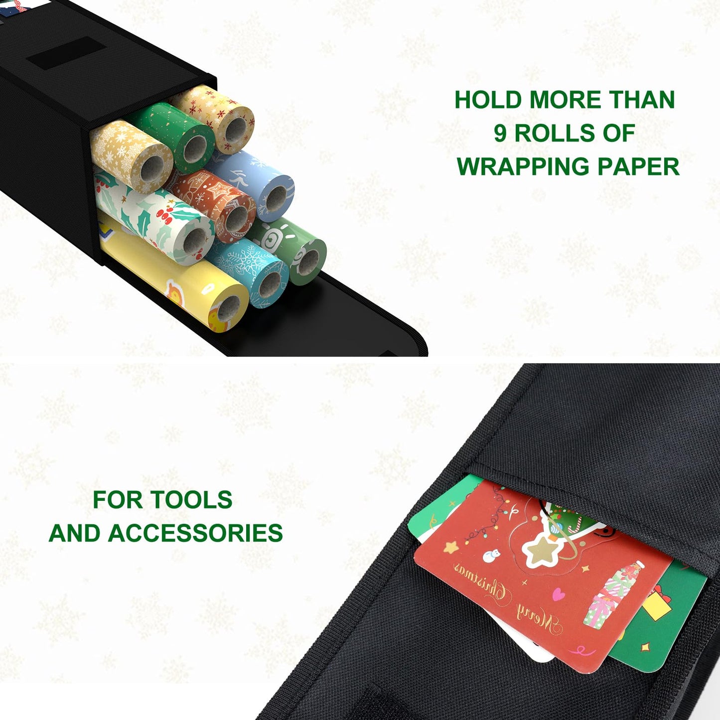 Bonnary Wrapping Paper Storage Bag (31 * 5.5 * 5.5 Inch), Gift Organizer With Pocket and Velcro for Brown/Wall/Sticky Back Plastic Roll, Kraft/Craft/Poster Roll